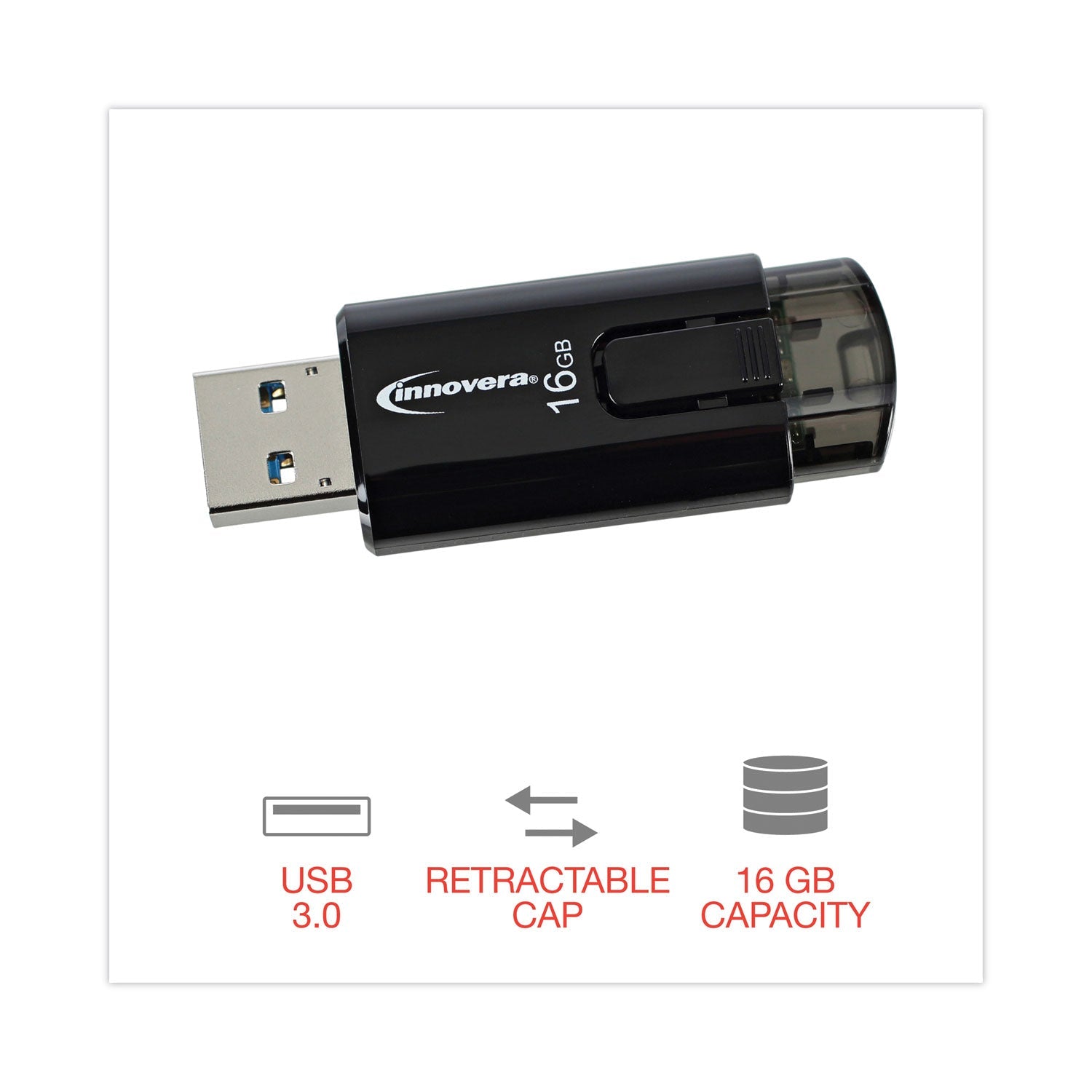 Innovera USB 3.0 Flash Drive, 16 GB