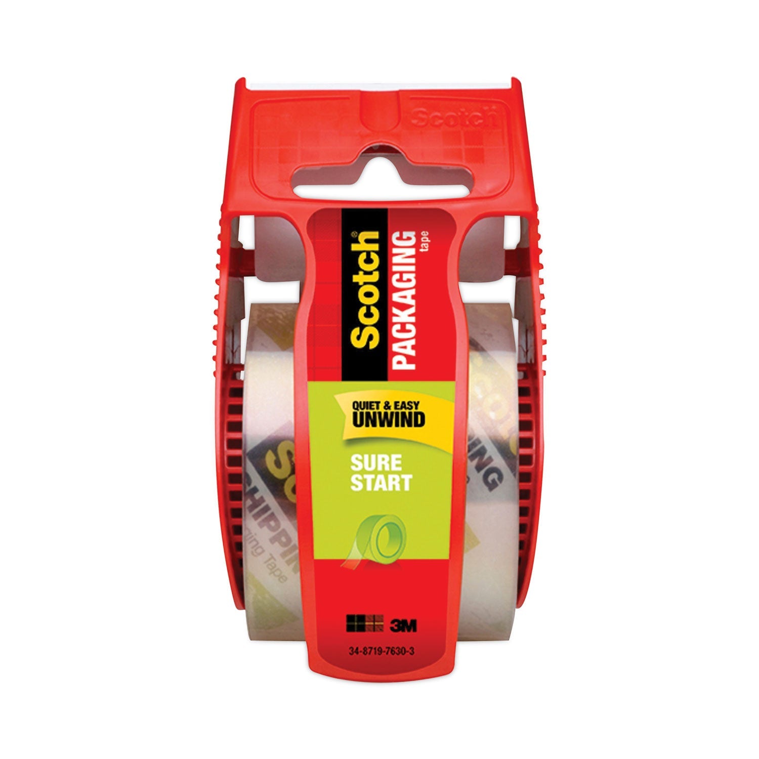 Scotch Sure Start Packaging Tape with Dispenser, 1.5" Core, 1.88" x 22.2 yds, Clear