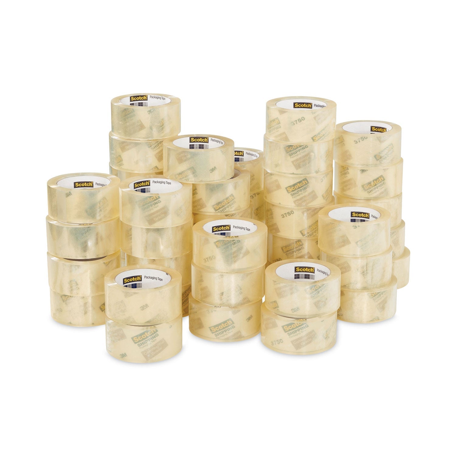 Scotch 3750 Commercial Grade Packaging Tape with Dispenser, 3" Core, 1.88" x 54.6 yds, Clear, 48/Pack