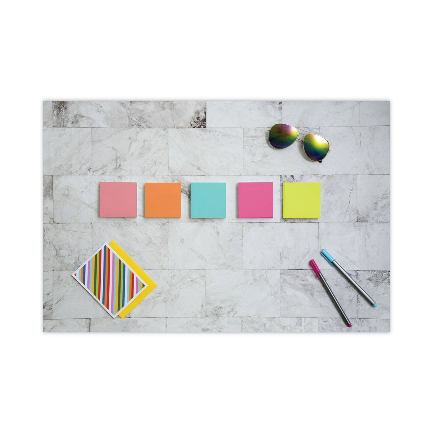 Post-it Original Pads in Poptimistic Collection Colors, 3" x 3", 100 Sheets/Pad, 5 Pads/Pack