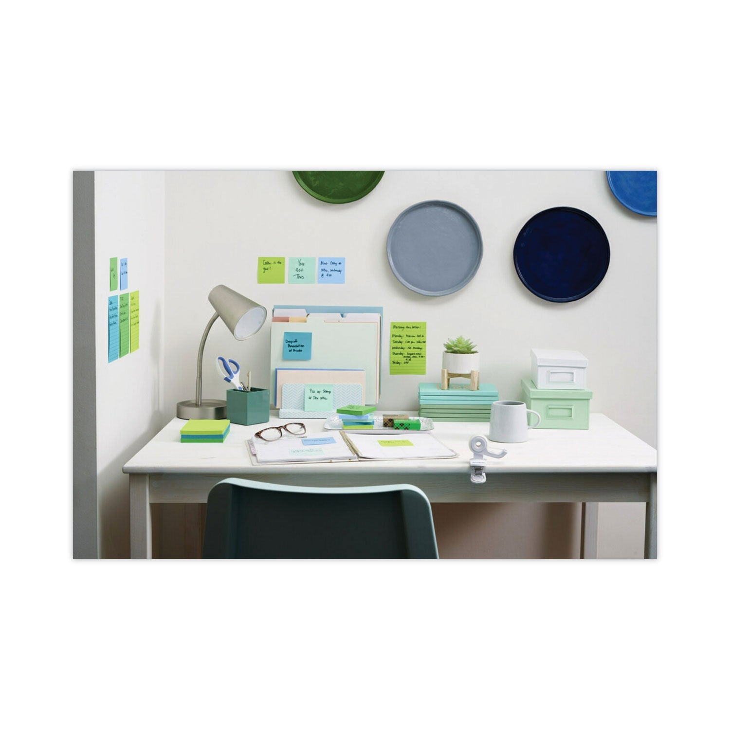 Post-it Recycled Notes in Oasis Collection Colors, Note Ruled, 4" x 4", 90 Sheets/Pad, 6 Pads/Pack