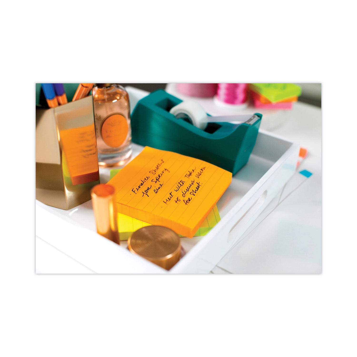 Post-it Pads in Energy Boost Collection Colors, Note Ruled, 4" x 4", 90 Sheets/Pad, 6 Pads/Pack