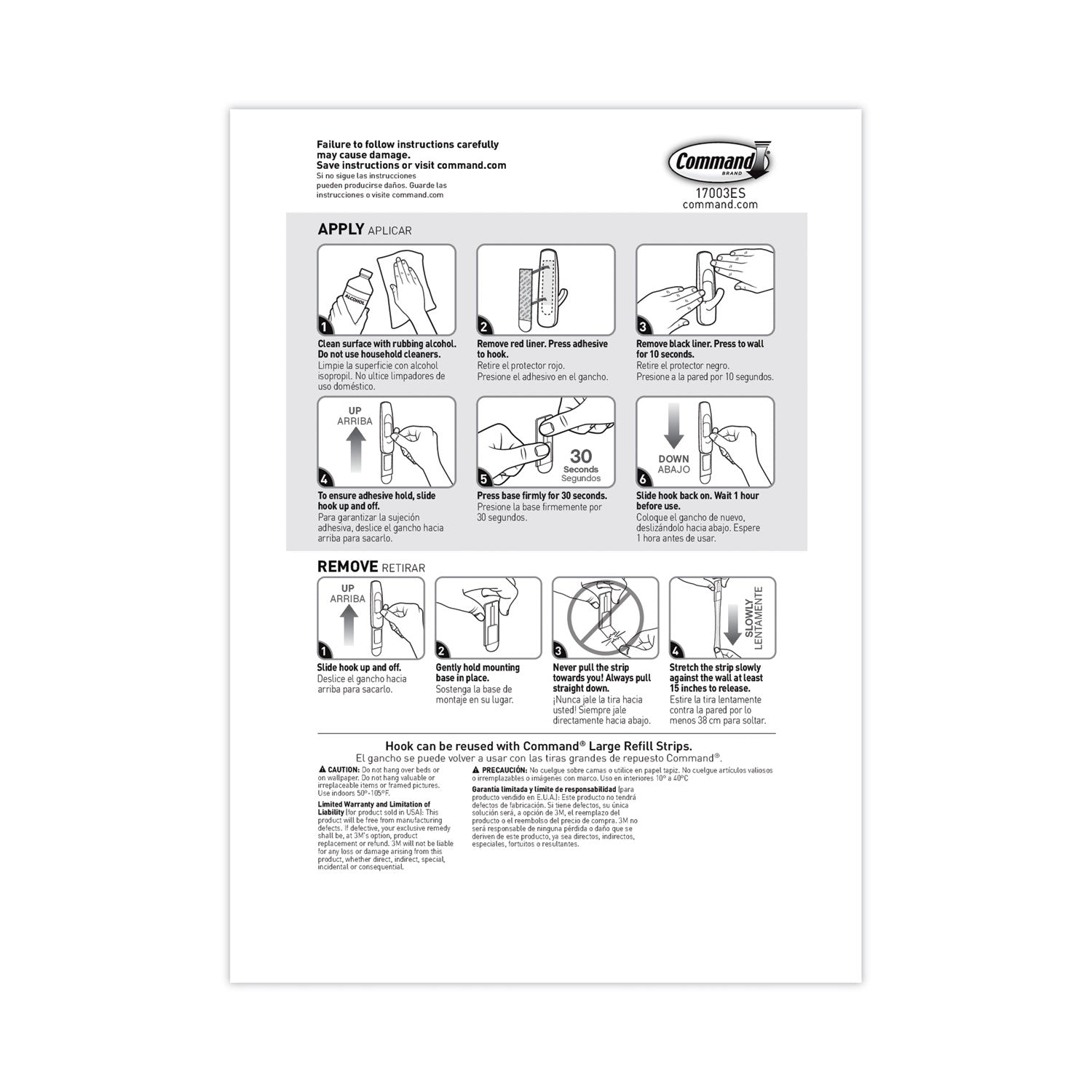 Command General Purpose Hooks, Large, 5 lb Cap, White, 14 Hooks and 16 Strips/Pack
