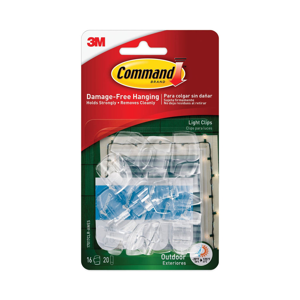 Command All Weather Hooks and Strips, Plastic, Small, 16 Clips and 20 Strips/Pack