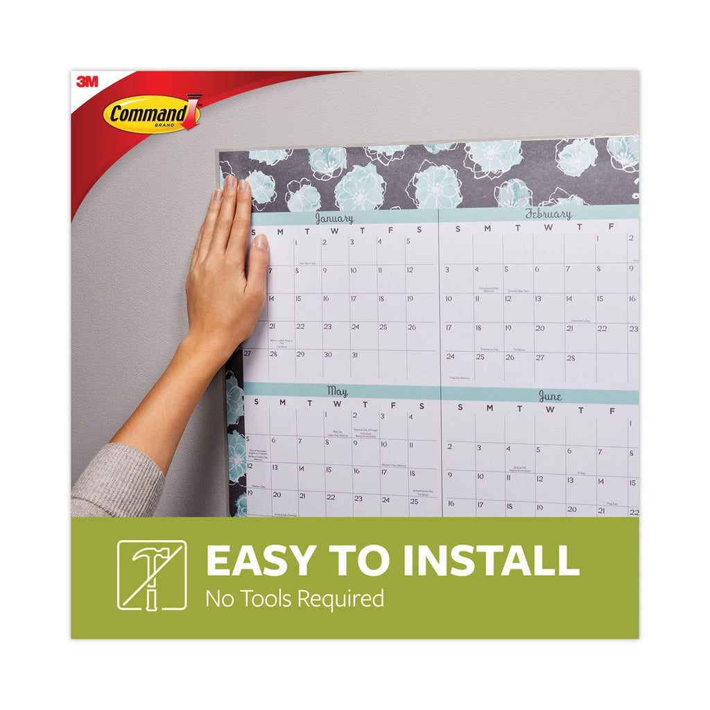 Command Poster Strips, Removable, Holds up to 1 lb per Pair, 0.63 x 1.75, White, 12/Pack
