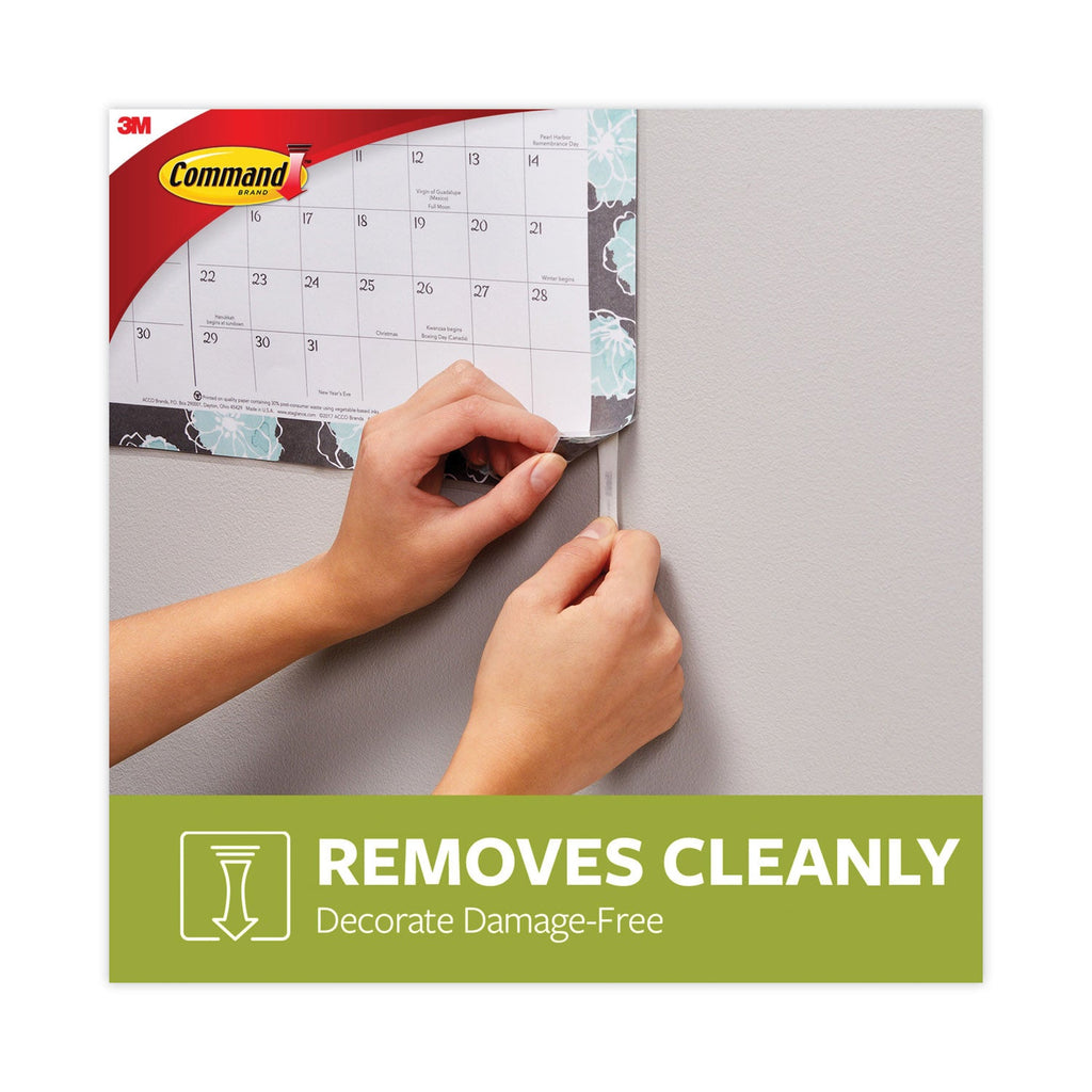 Command Poster Strips, Removable, Holds up to 1 lb per Pair, 0.63 x 1.75, White, 12/Pack