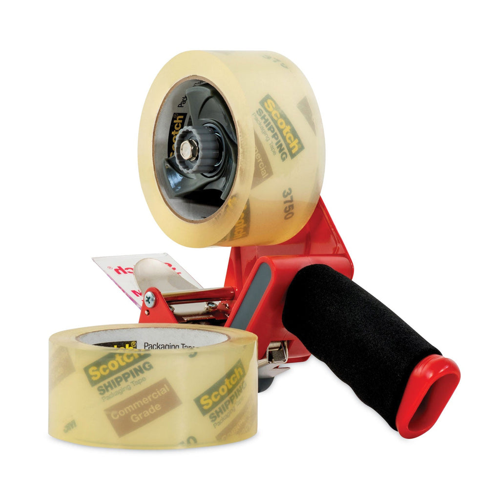 Scotch Packaging Tape Dispenser with Two Rolls of Tape, 3" Core, For Rolls Up to 0.75" x 60 yds, Red
