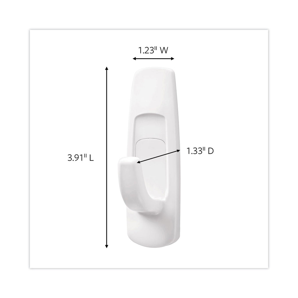 Command General Purpose Hooks Multi-Pack, Large, 5 lb Cap, White, 3 Hooks and 6 Strips/Pack