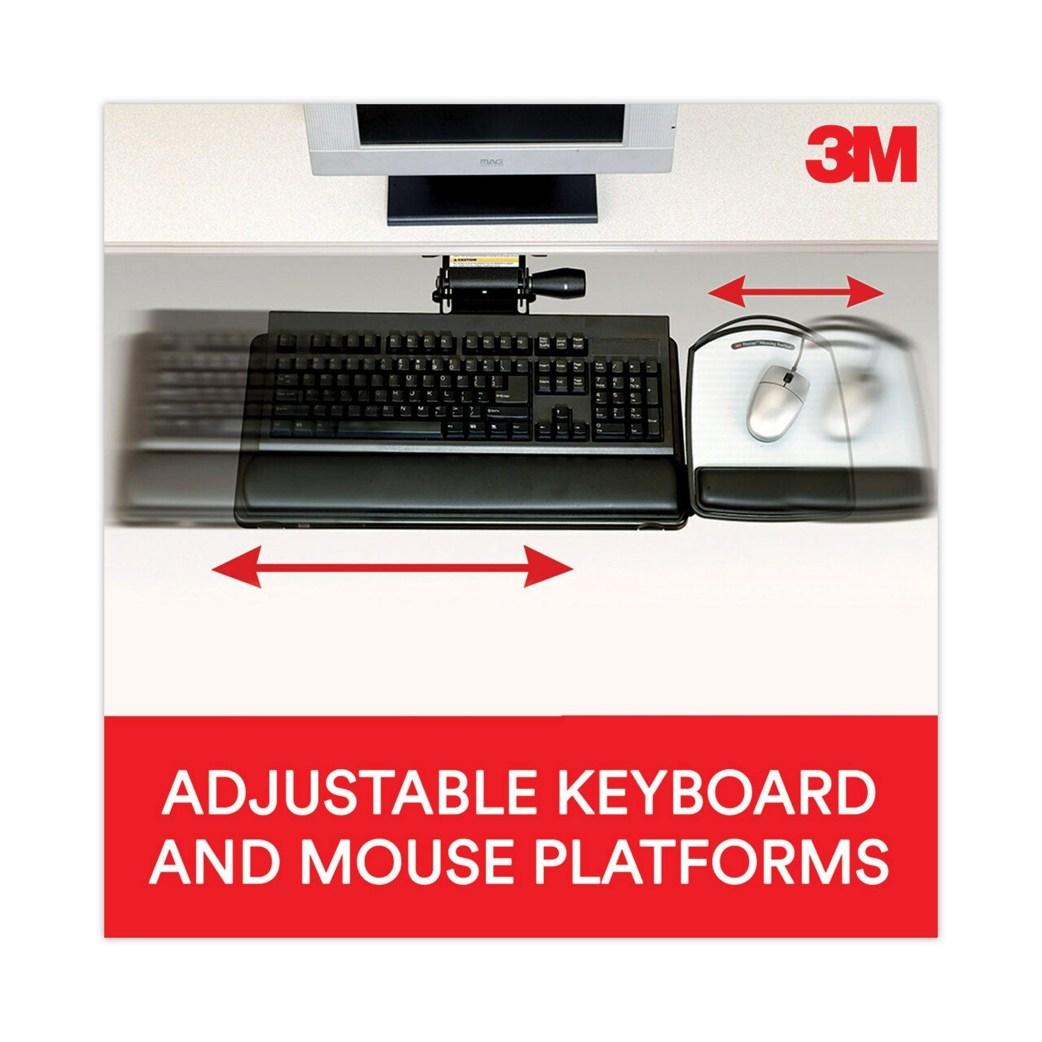 3M Knob Adjust Keyboard Tray With Highly Adjustable Platform, Black