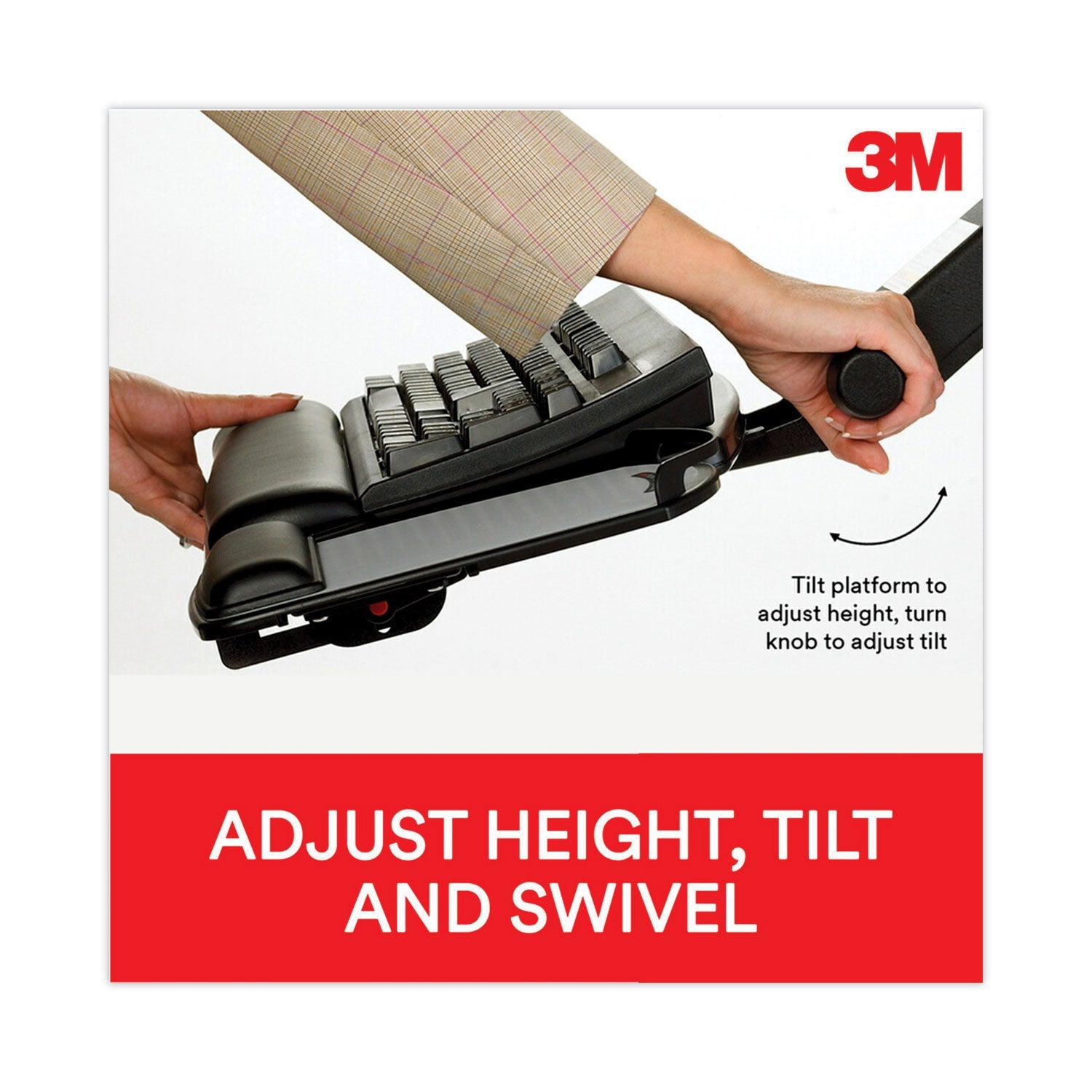 3M Sit/Stand Easy Adjust Keyboard Tray, Highly Adjustable Platform,, Black