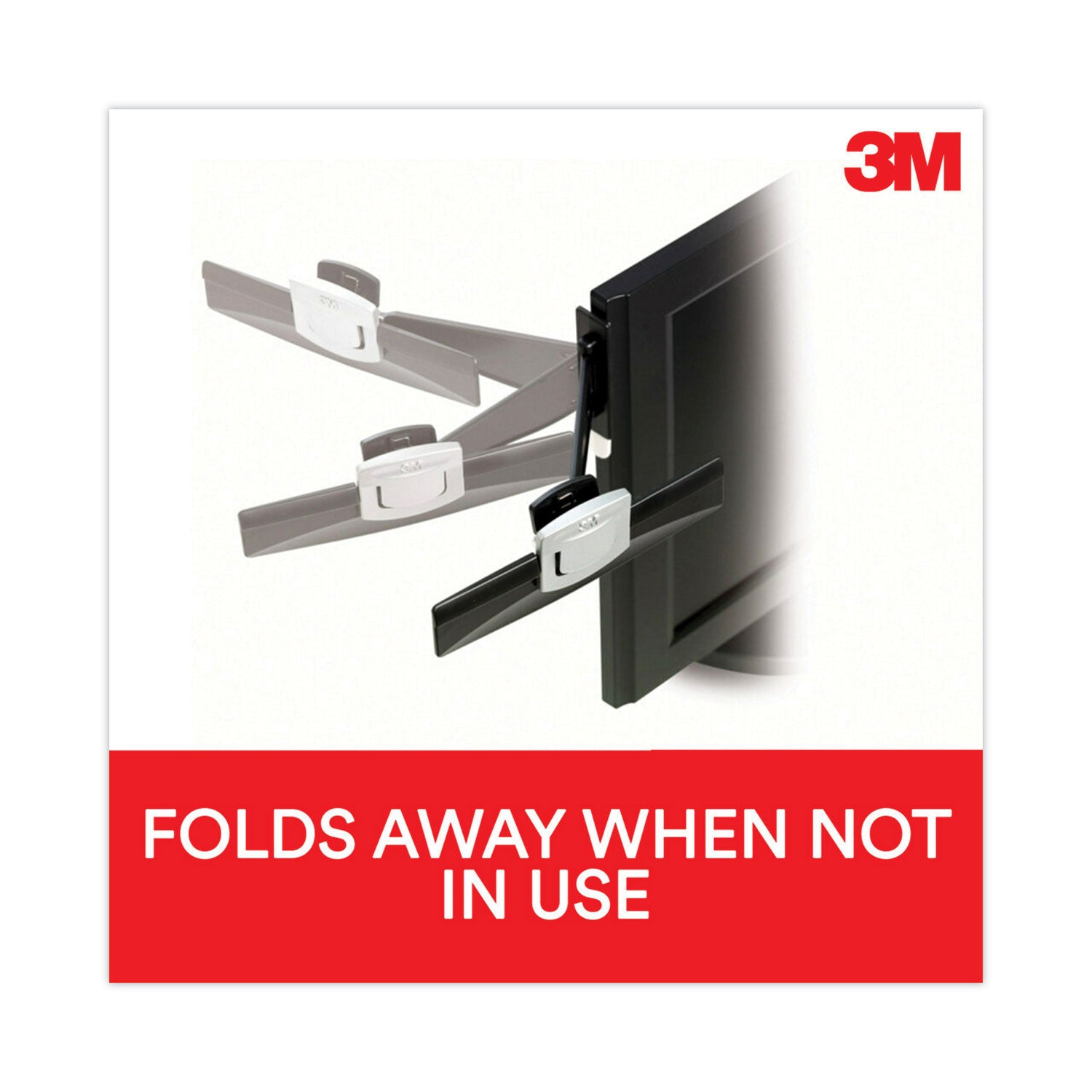 3M Swing Arm Copyholder, Adhesive Monitor Mount, 30 Sheet Capacity, Plastic, Black/Silver Clip