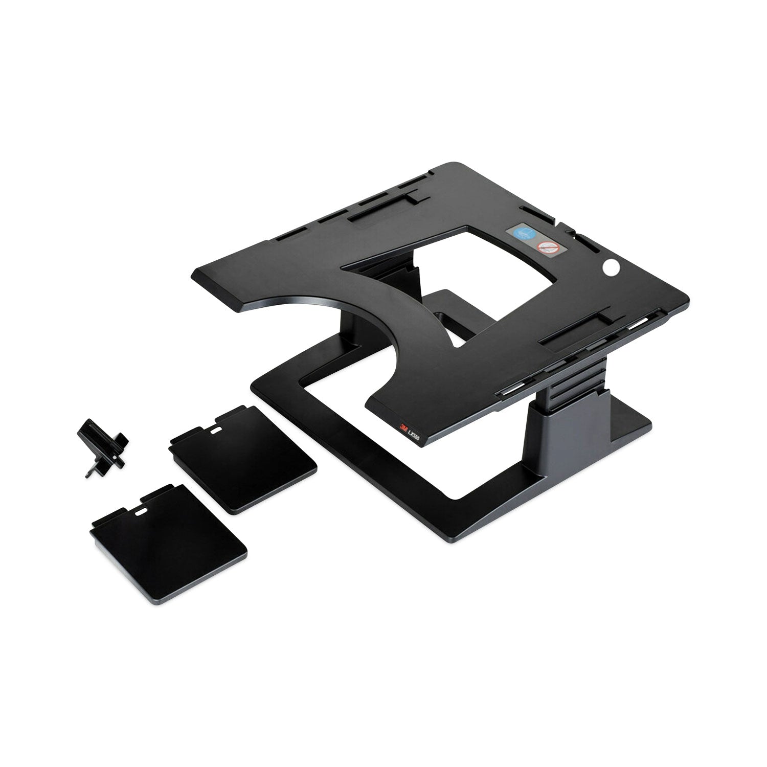 3M Adjustable Notebook Riser, 13" x 13" x 4" to 6", Black, Supports 20 lbs