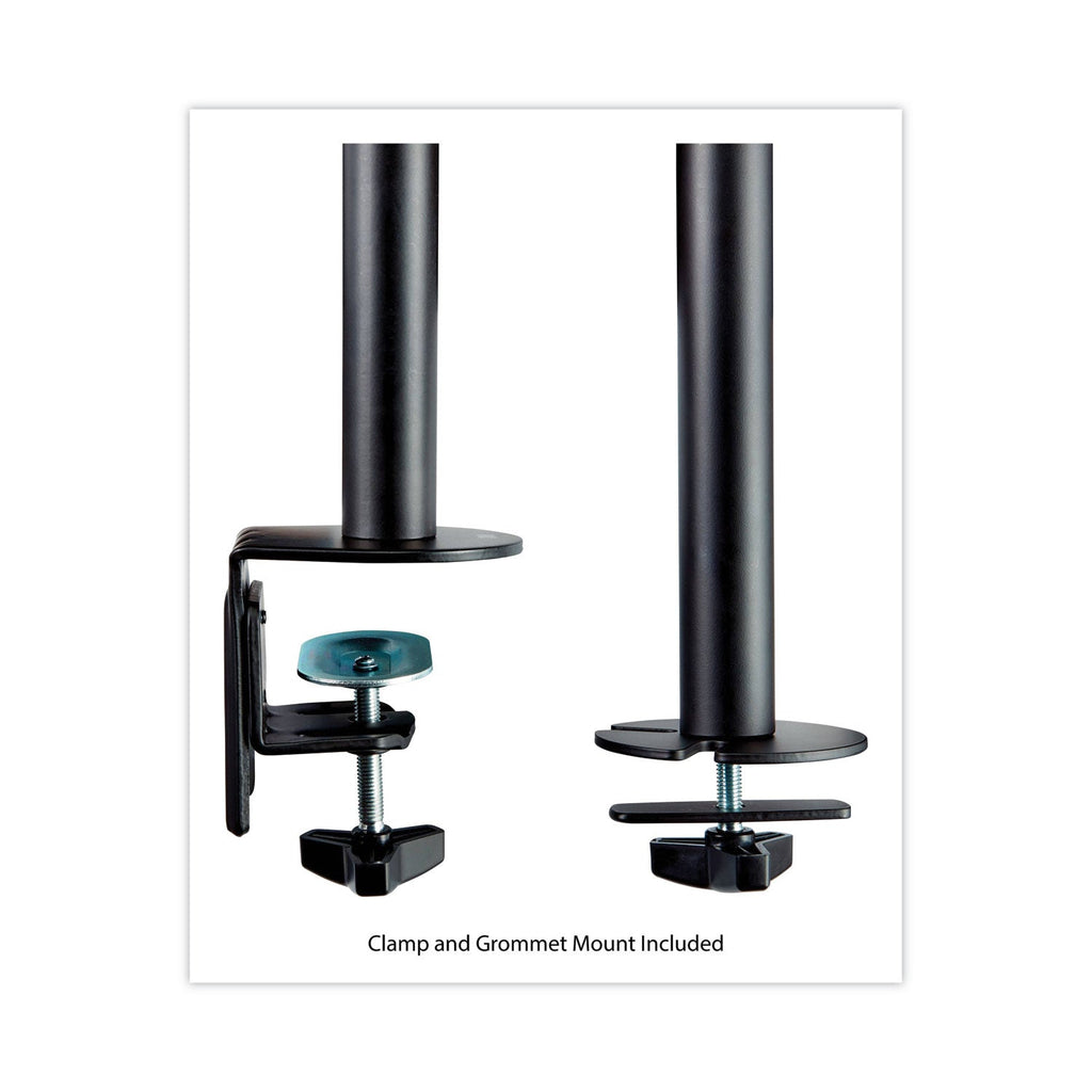 3M Dual Monitor Mount, For 27" Monitors, 360 Degree Rotation, +45 Degree/-45 Degree Tilt, 90 Degree Pan, Black, Supports 20 lb