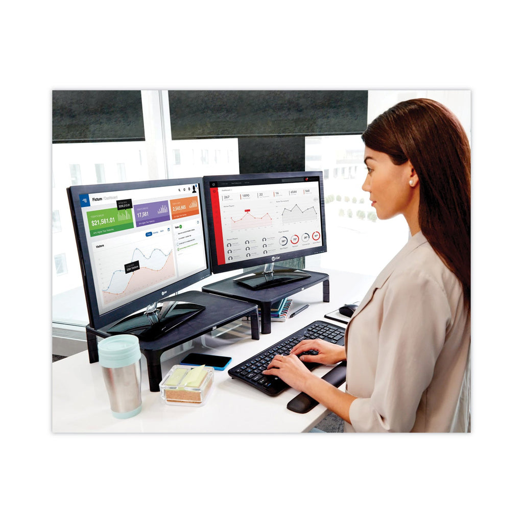 3M Adjustable Monitor Stand, 16" x 12" x 1.75" to 5.5", Black, Supports 20 lbs
