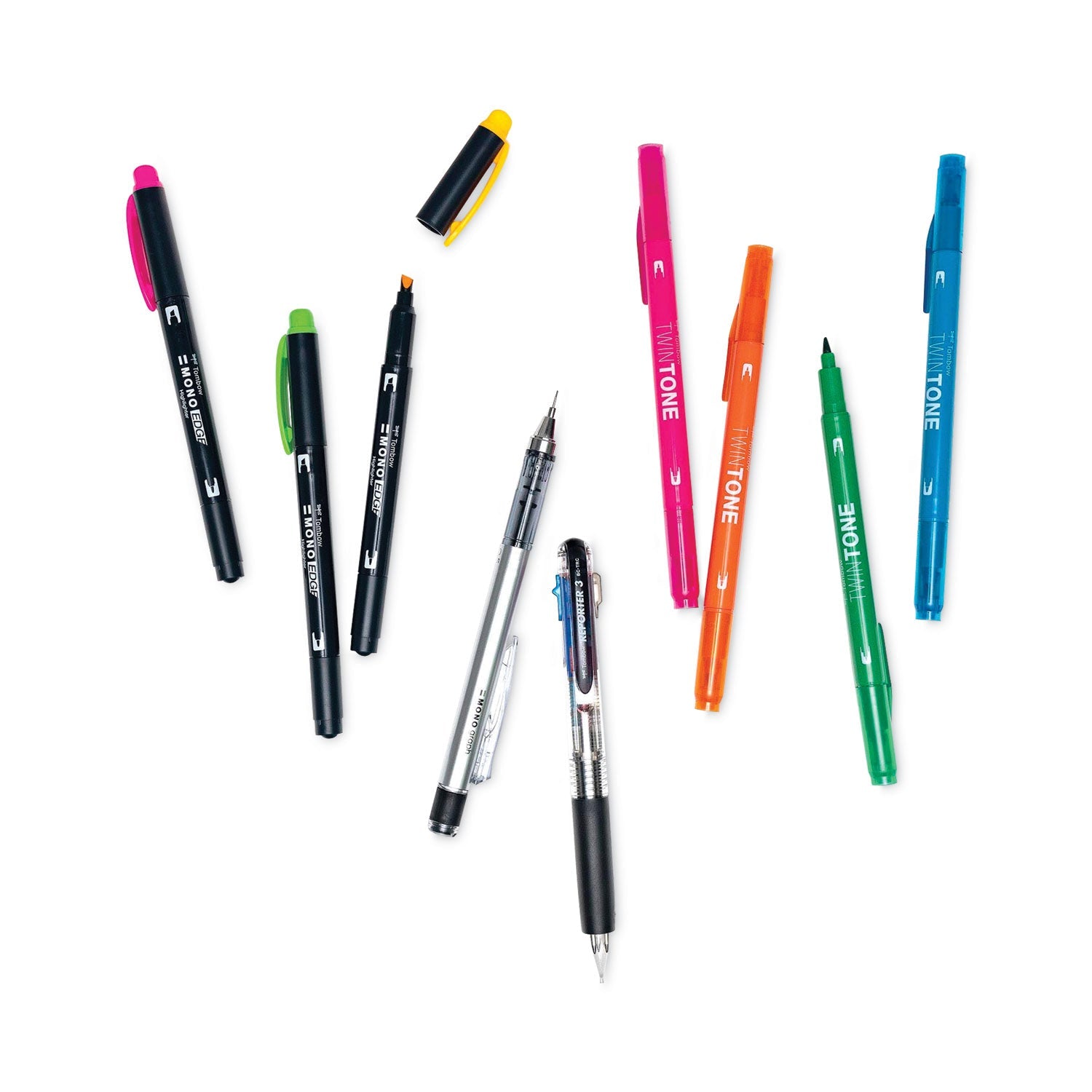 Tombow Creative Notetaking Kit, 0.7mm Ballpoint Pen, 0.5mm HB Pencil, (4) Bullet/Chisel Tip Markers,(3) Chisel/Fine Tip Highlighters