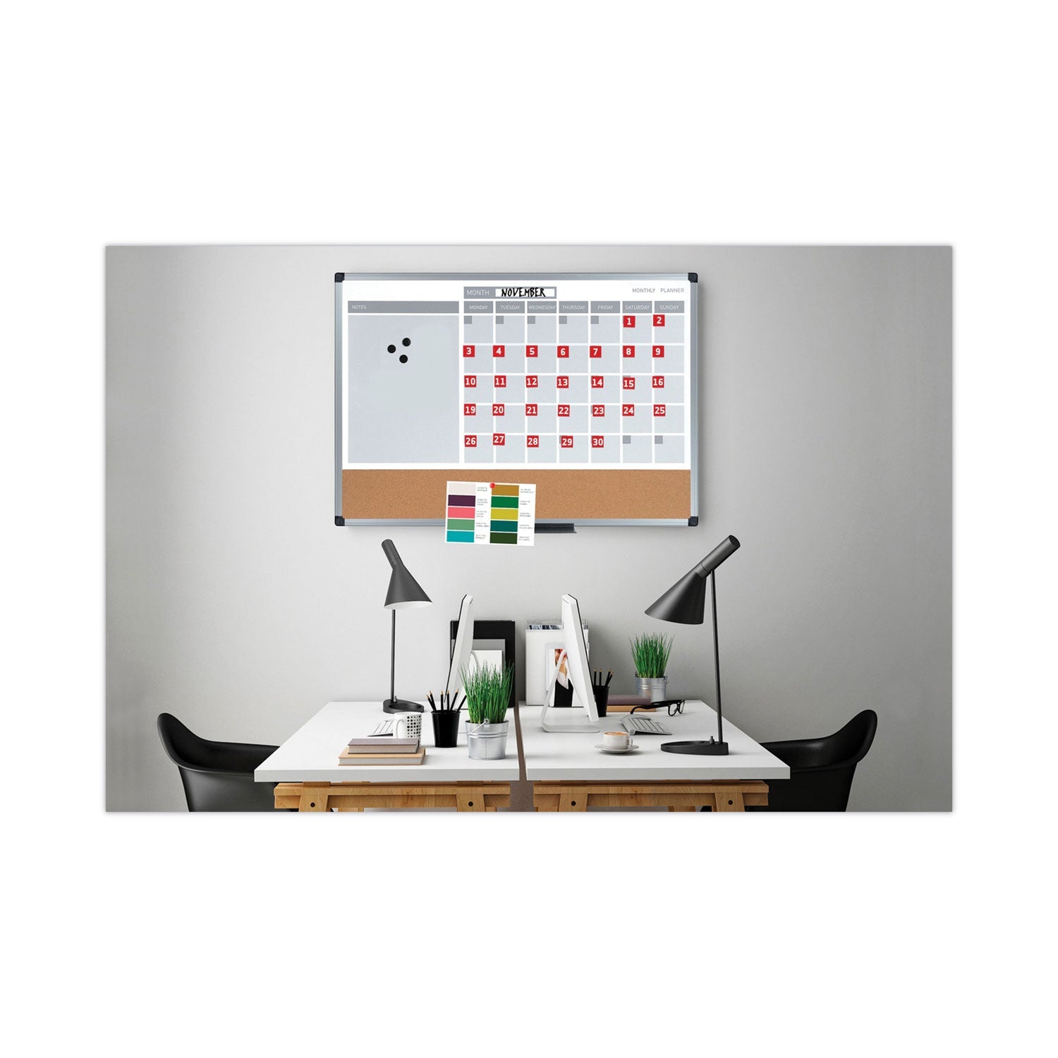 MasterVision Interchangeable Magnetic Board Accessories, Calendar Dates, Red/White, 1" x 1", 31 Pieces
