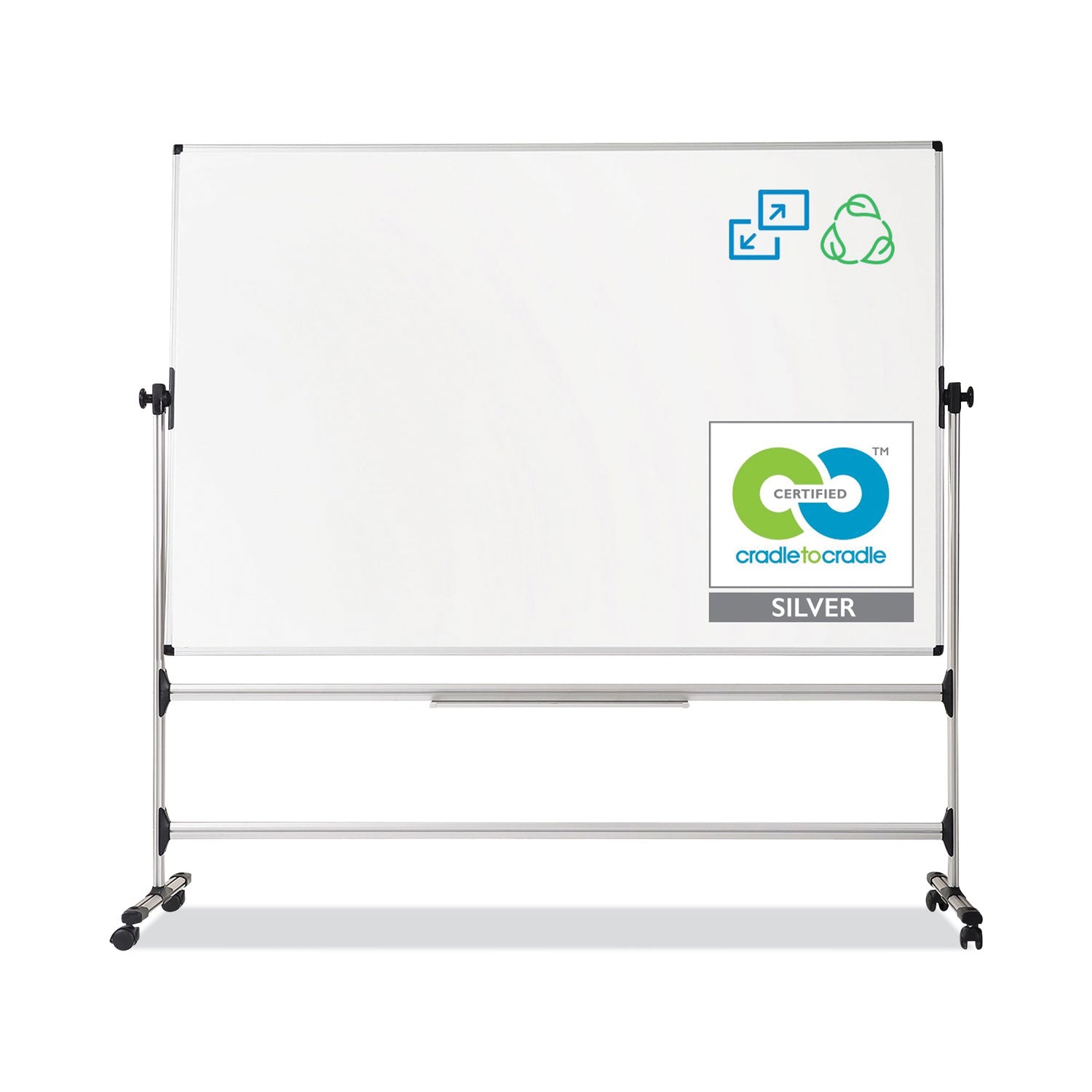 MasterVision Earth Silver Easy Clean Revolver Dry Erase Board,48x70, White, Steel Frame