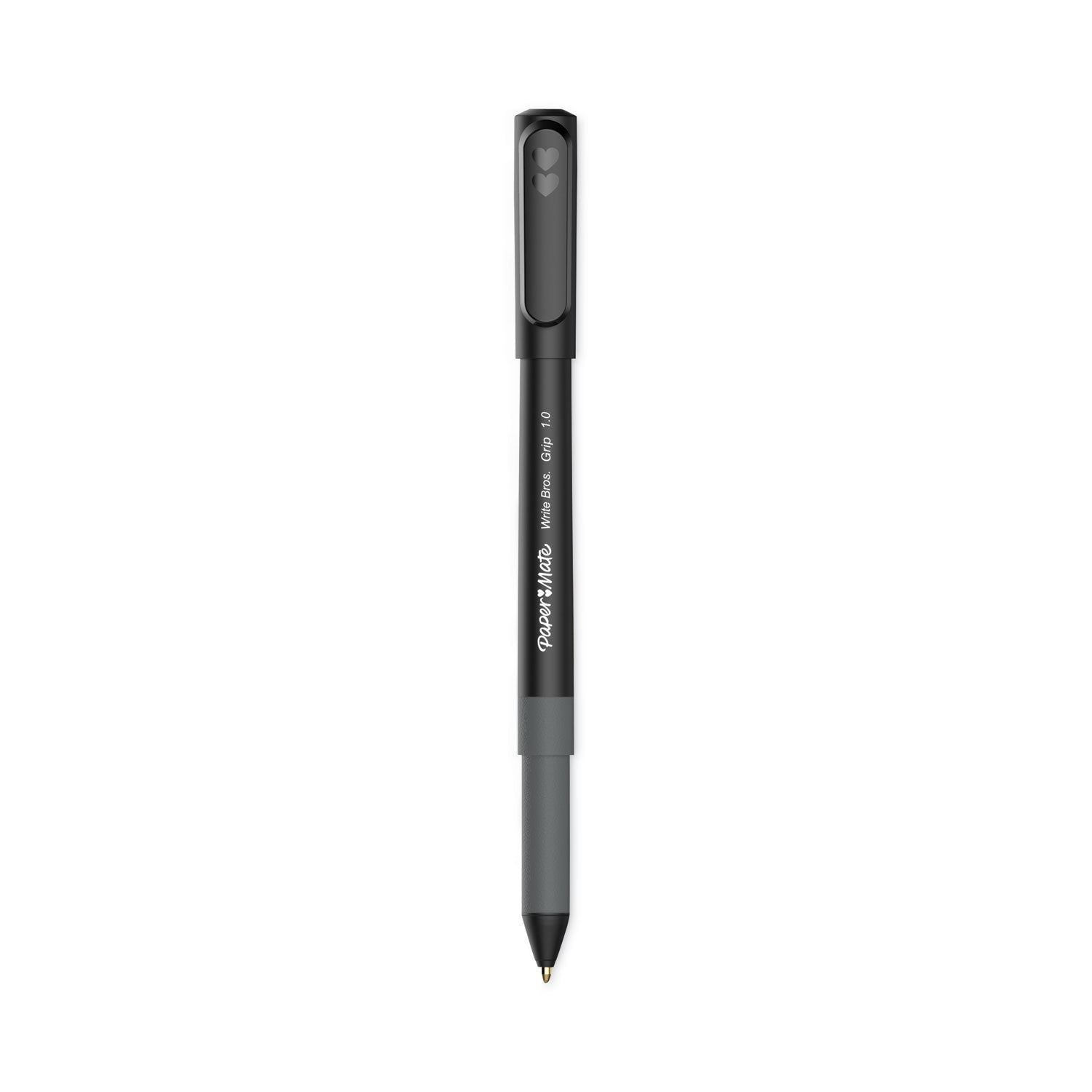 Paper Mate Write Bros. Grip Ballpoint Pen, Stick, Medium 1 mm, Black Ink, Black Barrel, Dozen