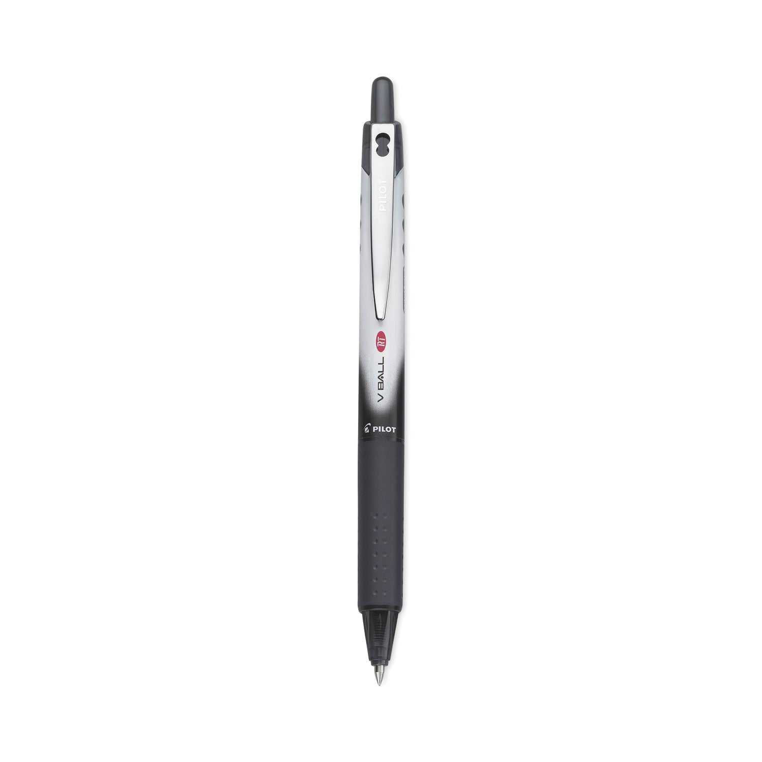 Pilot VBall RT Liquid Ink Roller Ball Pen, Retractable, Extra-Fine 0.5 mm, Black Ink, Black/White Barrel