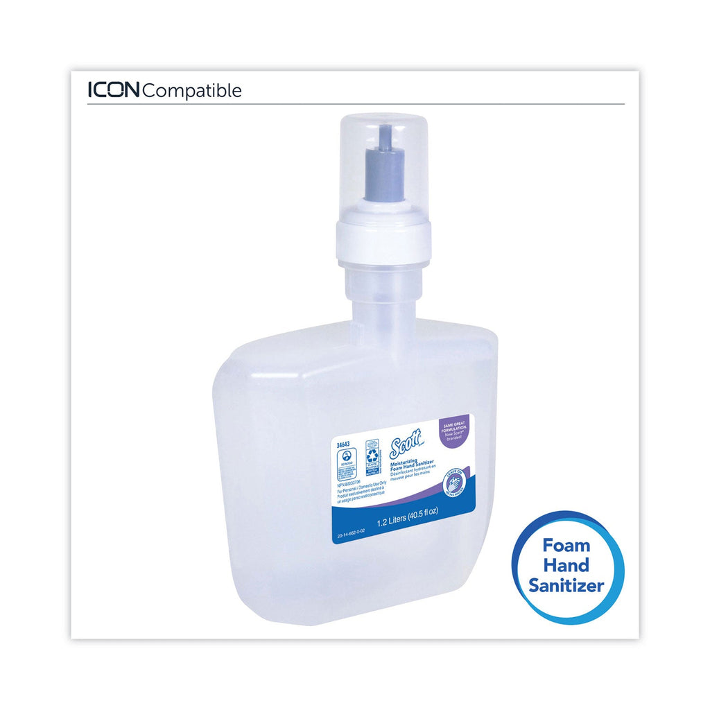 Scott Control Super Moisturizing Foam Hand Sanitizer, 1,200 mL Cassette, Unscented, 2/Carton