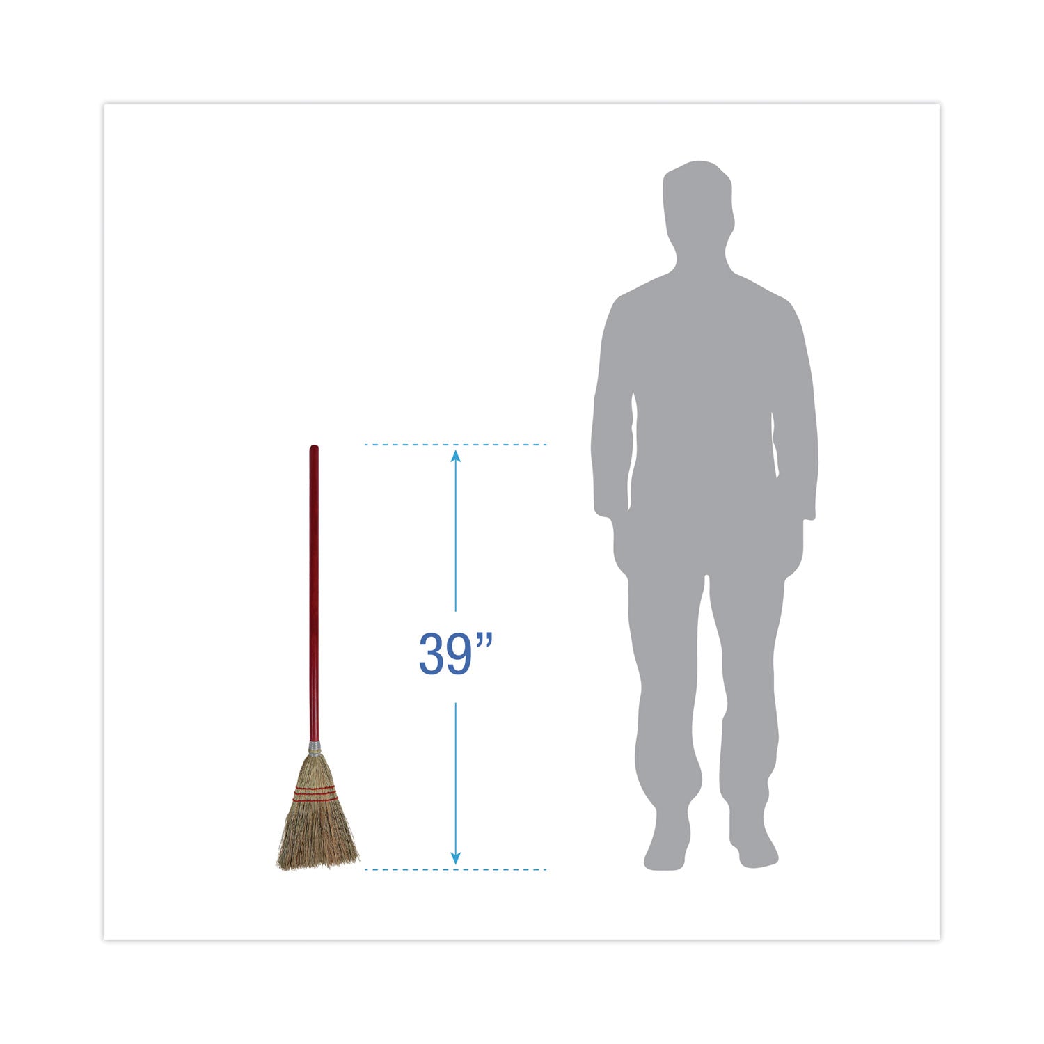 Boardwalk Corn Fiber Lobby/Toy Broom, Corn Fiber Bristles, 39" Overall Length, Red, 12/Carton