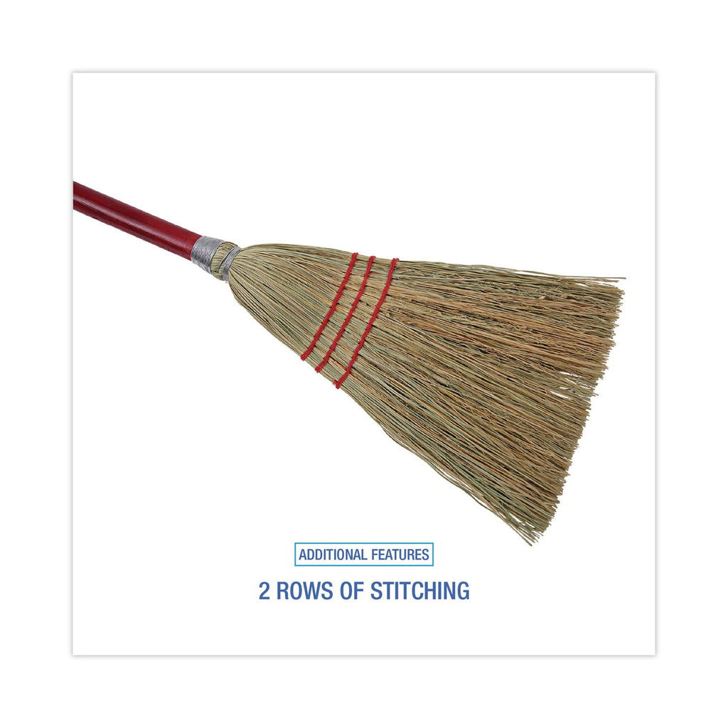 Boardwalk Corn Fiber Lobby/Toy Broom, Corn Fiber Bristles, 39" Overall Length, Red, 12/Carton