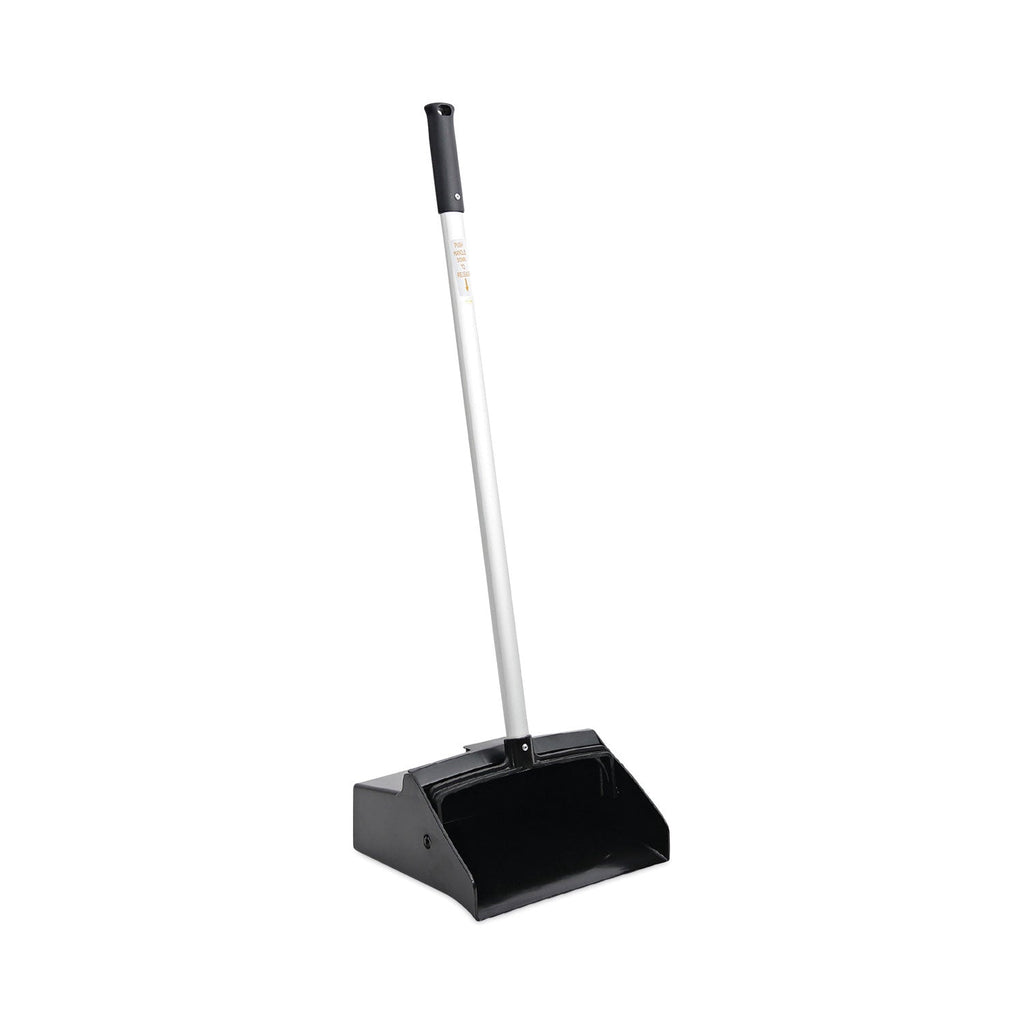 Boardwalk Lobby Dust Pan, 11.75 x 37, 34" Handle, Plastic/Aluminum, Black/Silver