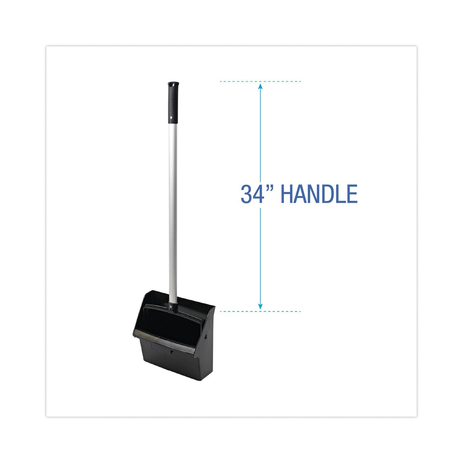 Boardwalk Lobby Dust Pan, 11.75 x 37, 34" Handle, Plastic/Aluminum, Black/Silver