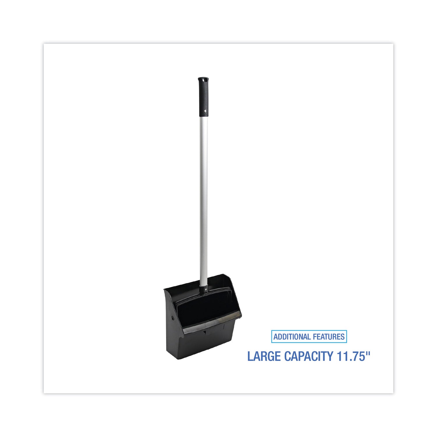 Boardwalk Lobby Dust Pan, 11.75 x 37, 34" Handle, Plastic/Aluminum, Black/Silver