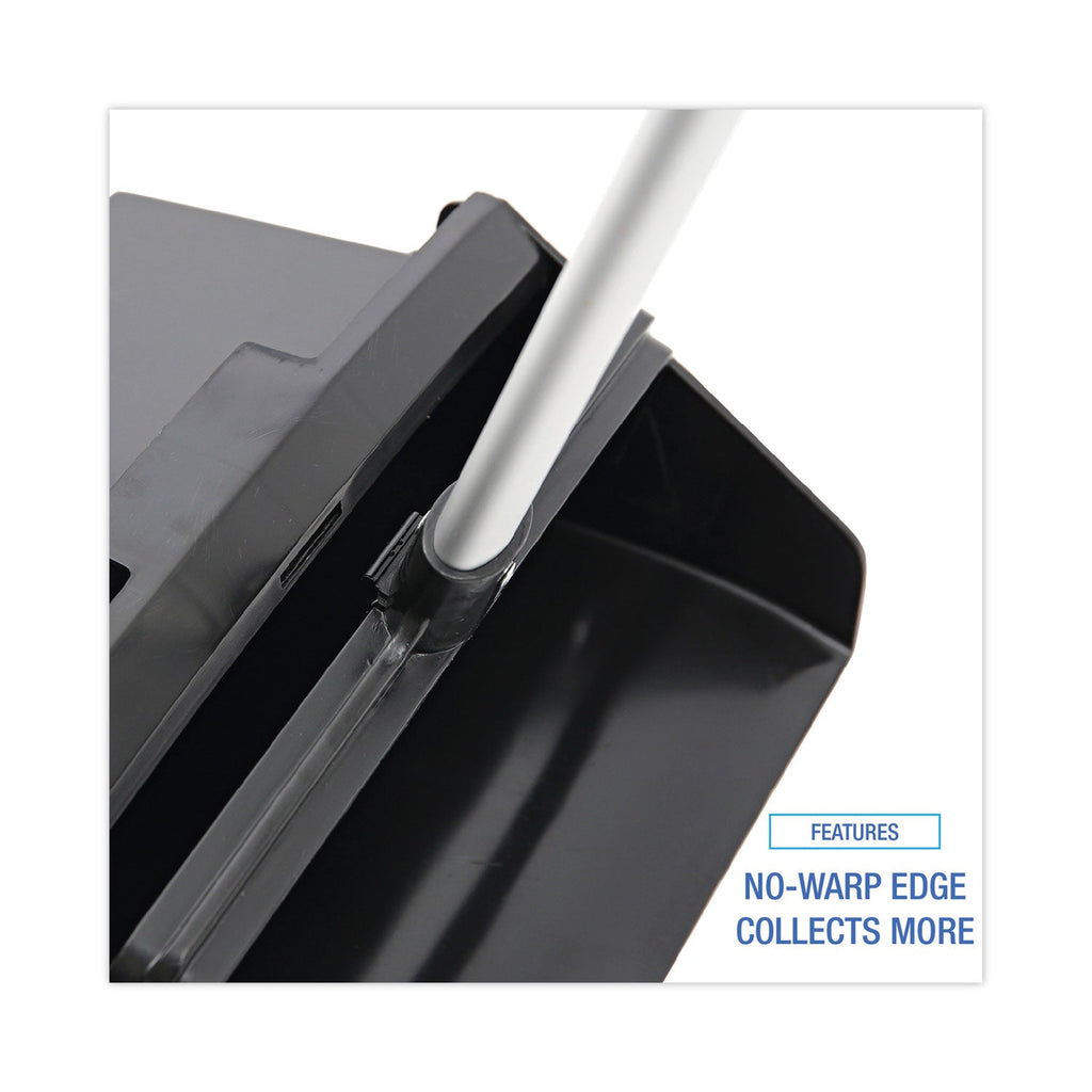 Boardwalk Lobby Dust Pan, 11.75 x 37, 34" Handle, Plastic/Aluminum, Black/Silver