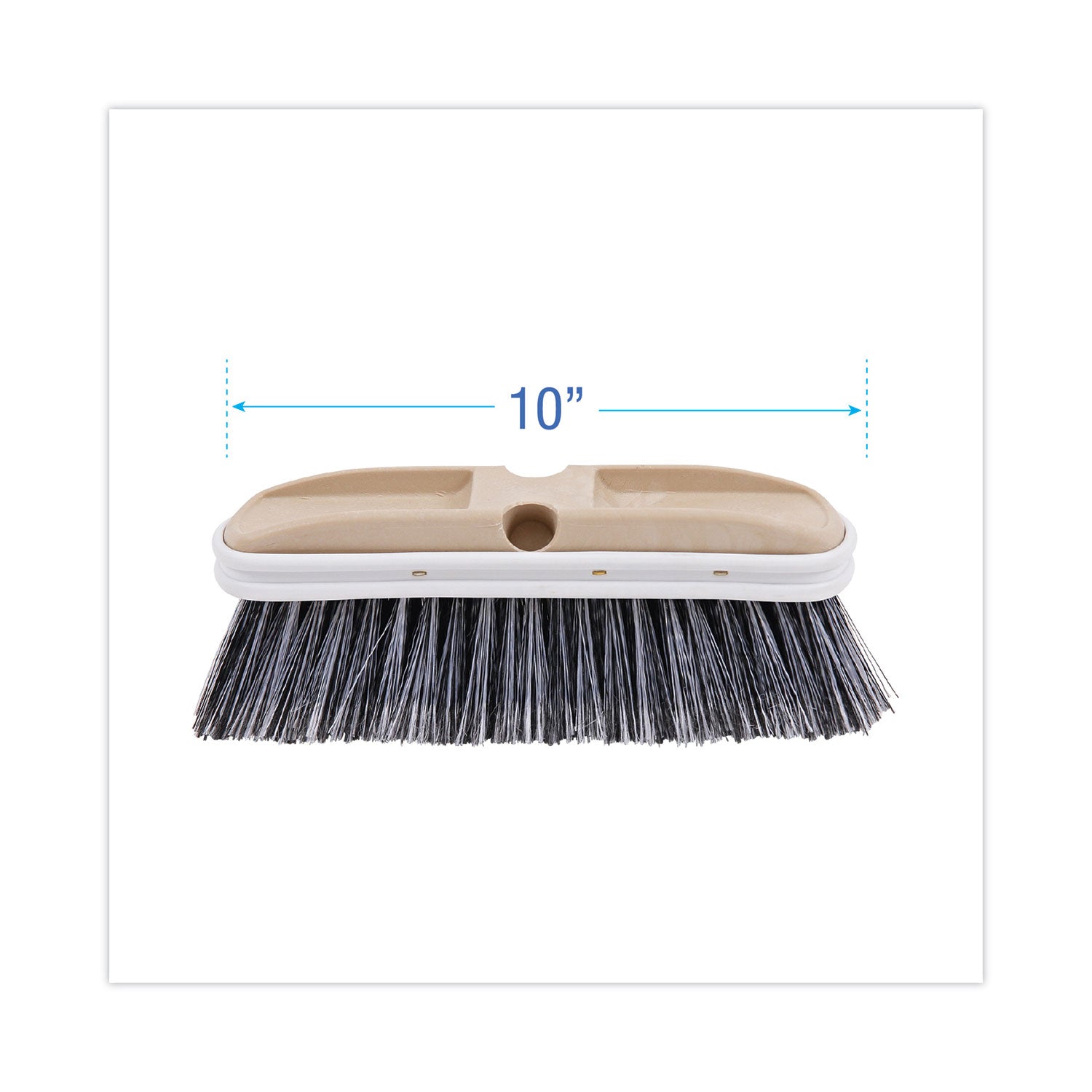 Boardwalk Polystyrene Vehicle Brush with Vinyl Bumper, Black/White Polystyrene Bristles, 10" Brush