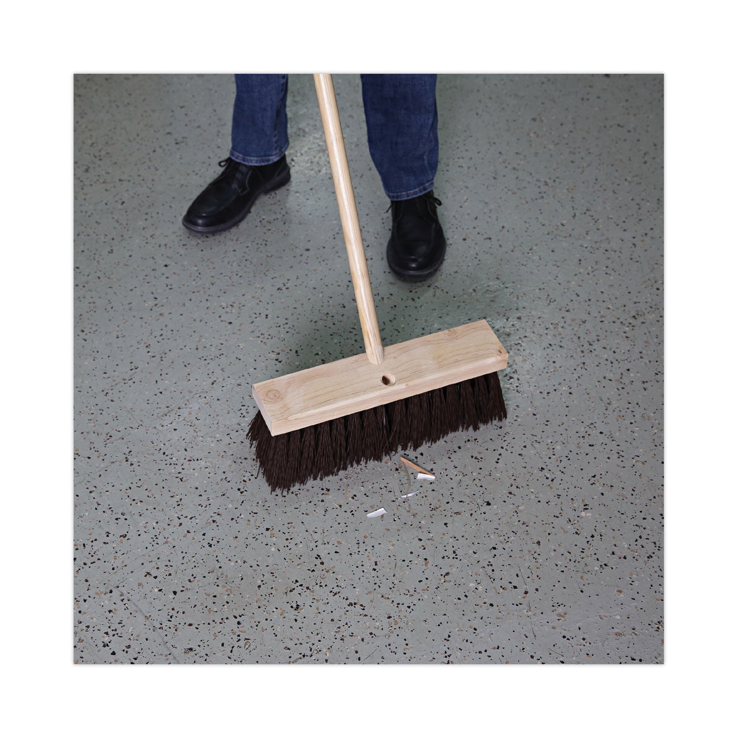Boardwalk Street Broom Head, 6.25" Brown Polypropylene Bristles, 16" Brush