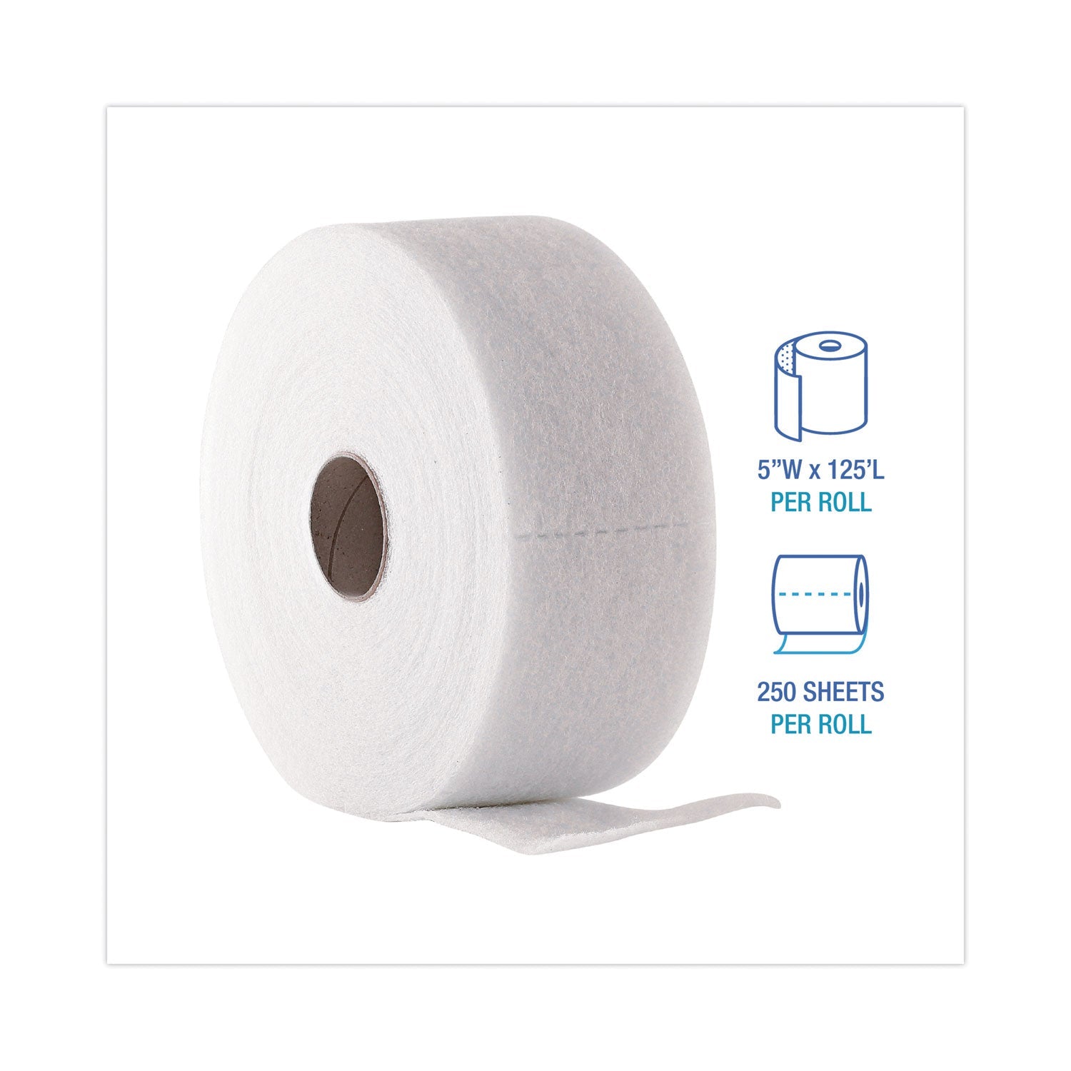 Boardwalk TrapEze Disposable Dusting Sheets, 5" x 125 ft, White, 250 Sheets/Roll, 2 Rolls/Carton