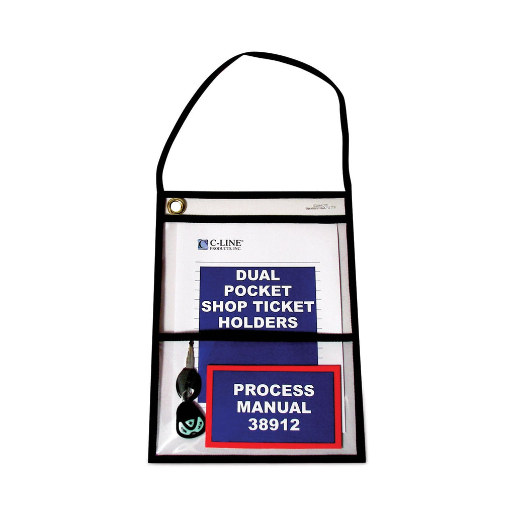 C-Line 2-Pocket Shop Ticket Holder w/Setrap, Black Stitching, 150-Sheet, 9 x 12, 15/Box