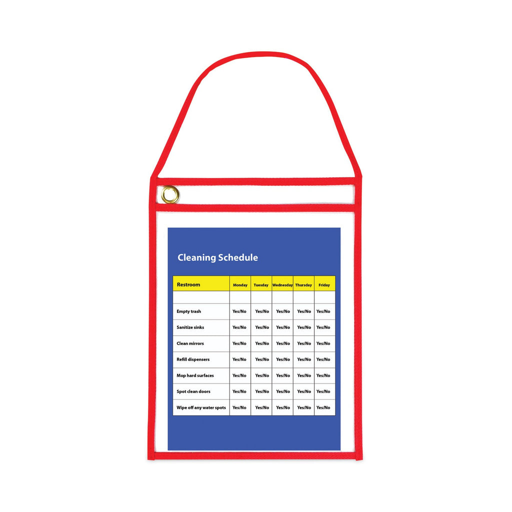 C-Line 1-Pocket Shop Ticket Holder w/Setrap and Red Stitching, 75-Sheet, 9 x 12, 15/Box