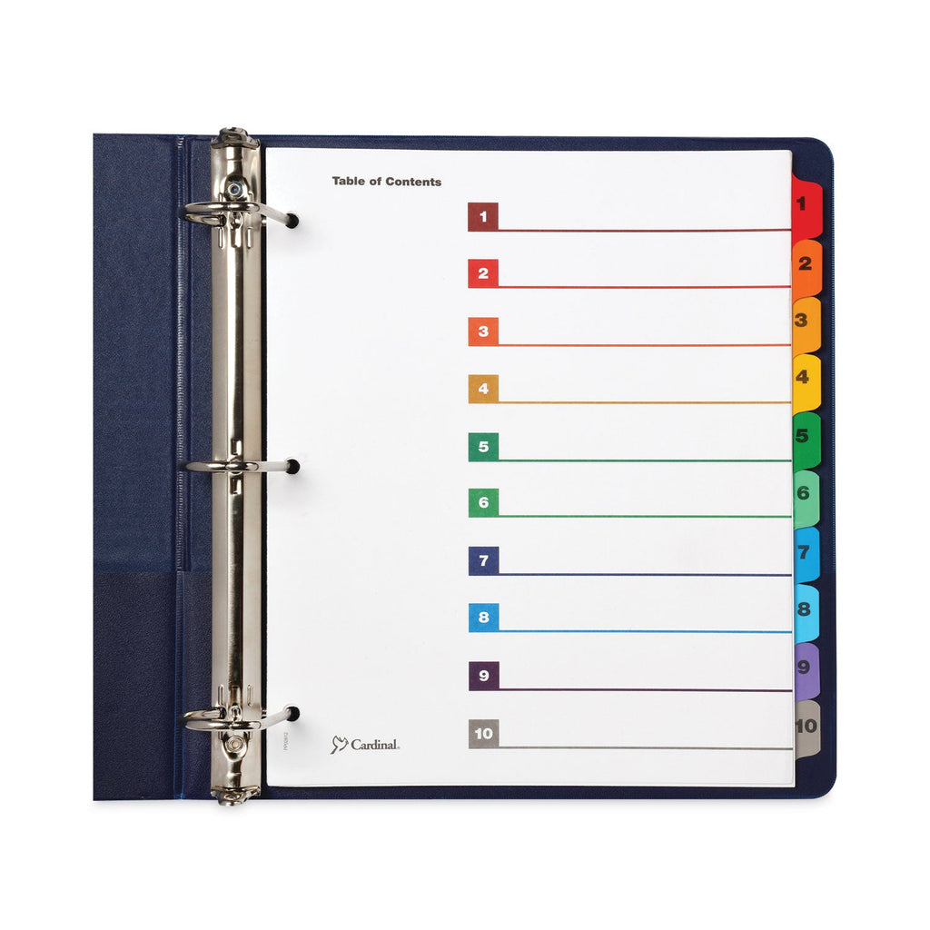Cardinal OneStep Printable Table of Contents and Dividers, 10-Tab, 1 to 10, 11 x 8.5, White, Assorted Tabs, 6 Sets