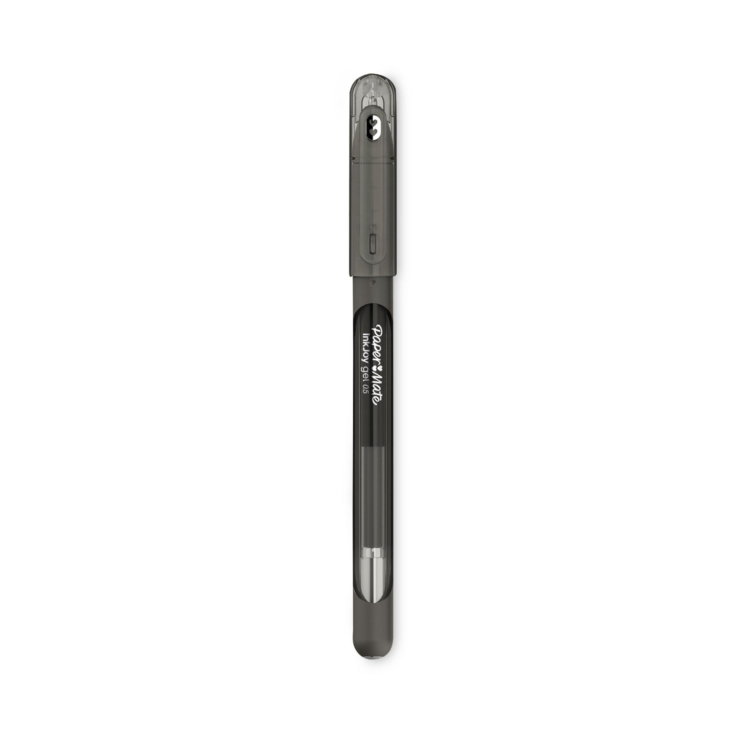 Paper Mate InkJoy Gel Pen, Stick, Medium 0.7 mm, Black Ink, Black Barrel, Dozen