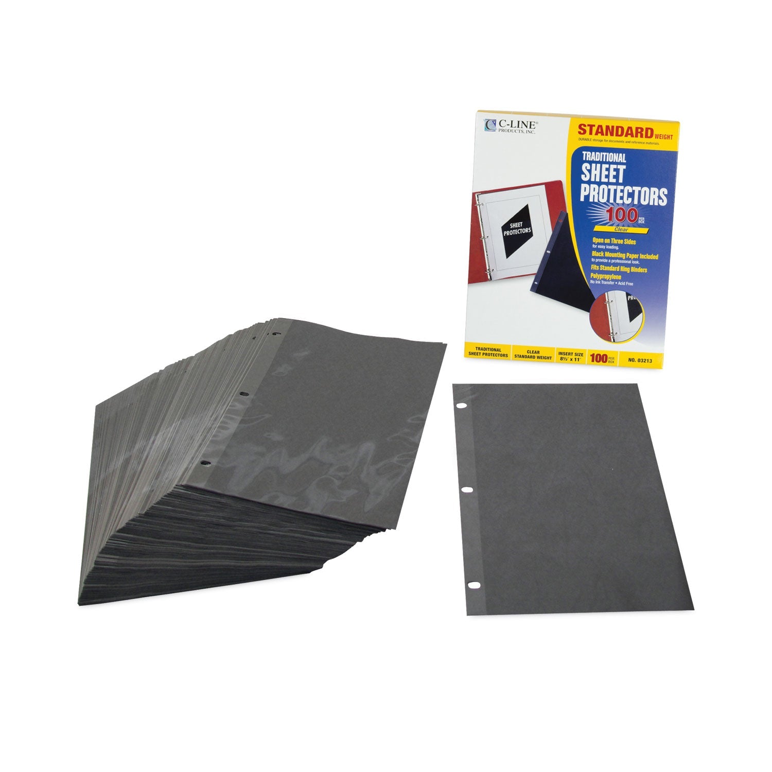 C-Line Traditional Polypropylene Sheet Protectors, Standard Weight, 11 x 8.5, 100/Box