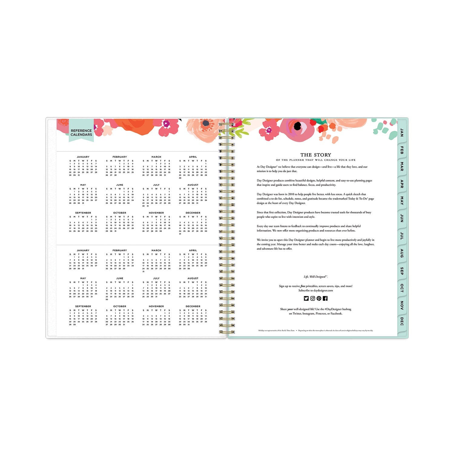 Blue Sky Day Designer Secret Garden Mint Frosted Weekly/Monthly Planner, 11 x 8.5, Multicolor Cover, 12-Month (Jan to Dec): 2023