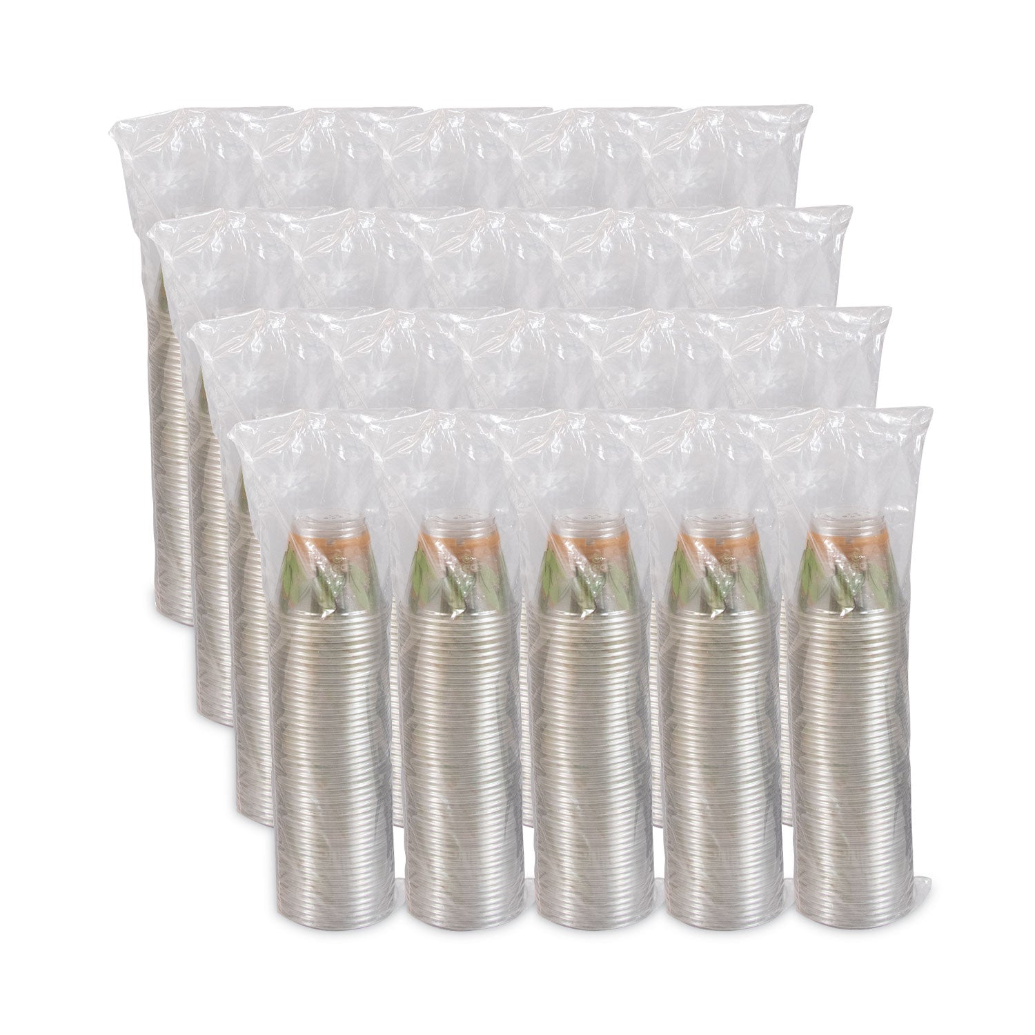 Dart Bare Eco-Forward RPET Cold Cups, 9 oz, Leaf Design, Clear/Green/Orange, 1,000/Carton
