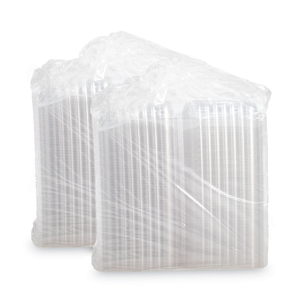 Dart ClearSeal Hinged-Lid Plastic Containers, 9.3 x 8.8 x 3, Clear, Plastic, 100/Bag, 2 Bags/Carton