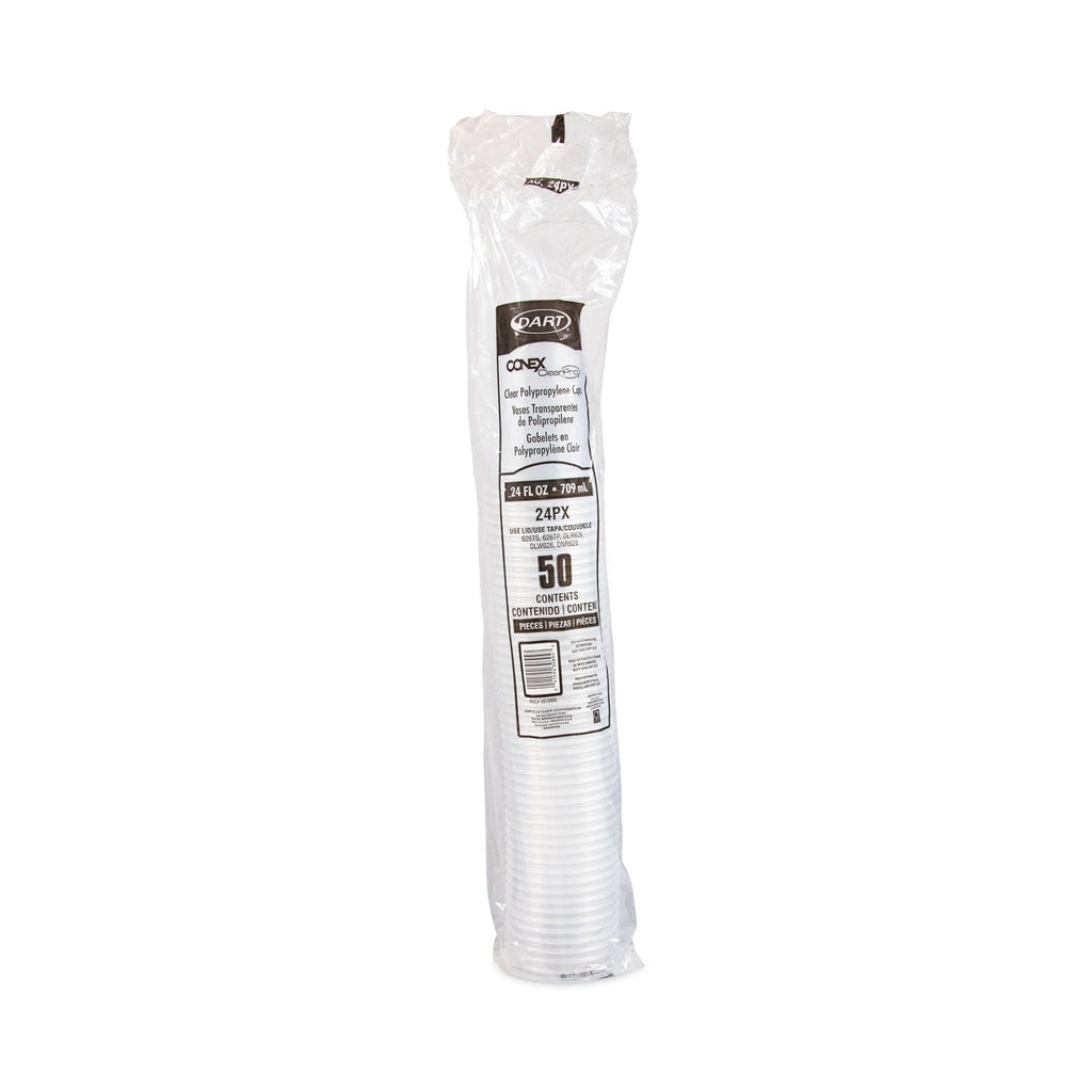 Dart Conex Clear Cold Cups, 24 oz, 50/Bag, 12 Bags/Carton