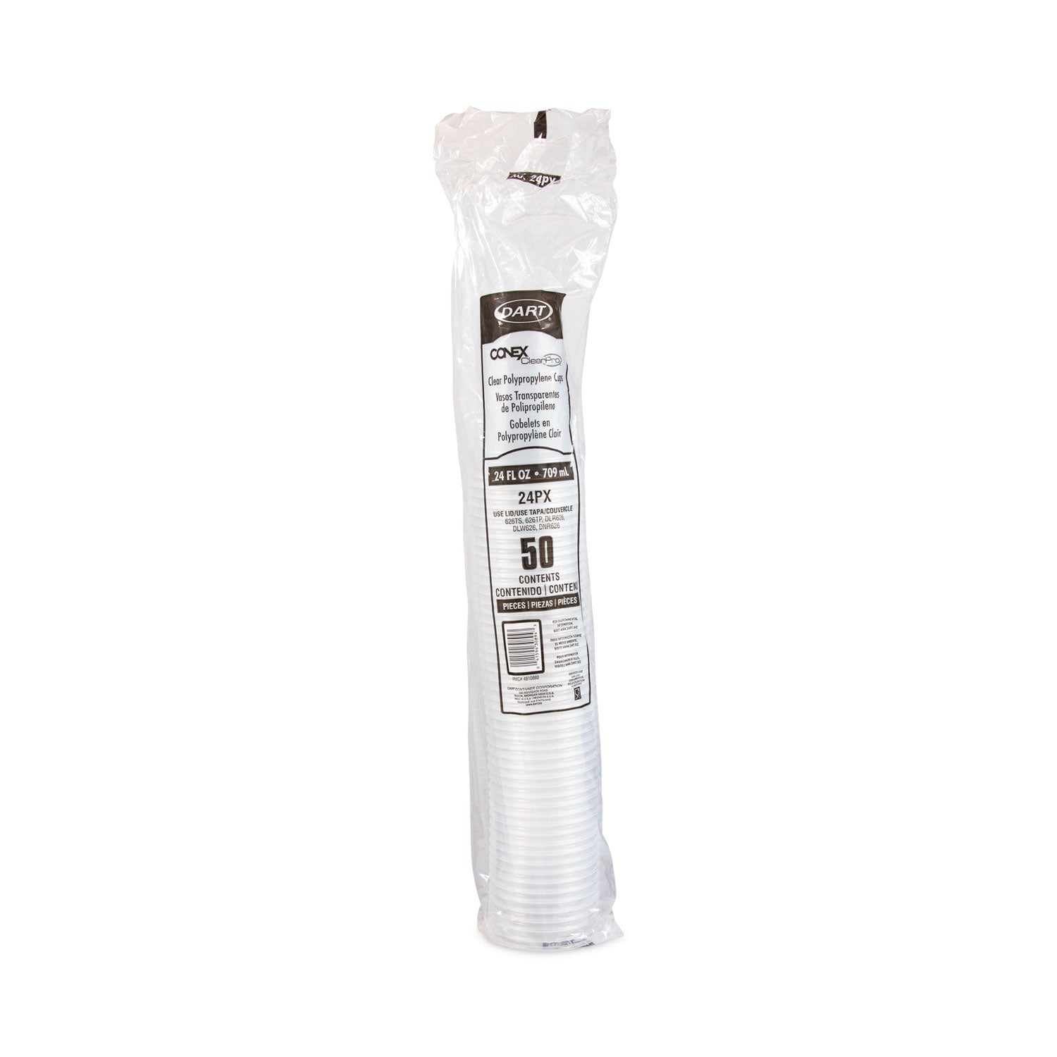 Dart Conex Clear Cold Cups, 24 oz, 50/Bag, 12 Bags/Carton