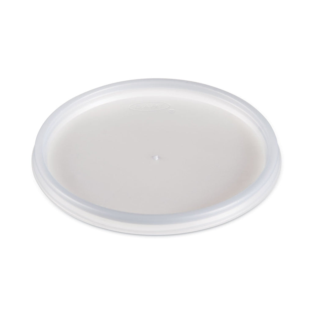 Dart Plastic Lids for Foam Cups, Bowls and Containers, Flat, Vented, Fits 6-32 oz, Translucent, 100/Pack, 10 Packs/Carton