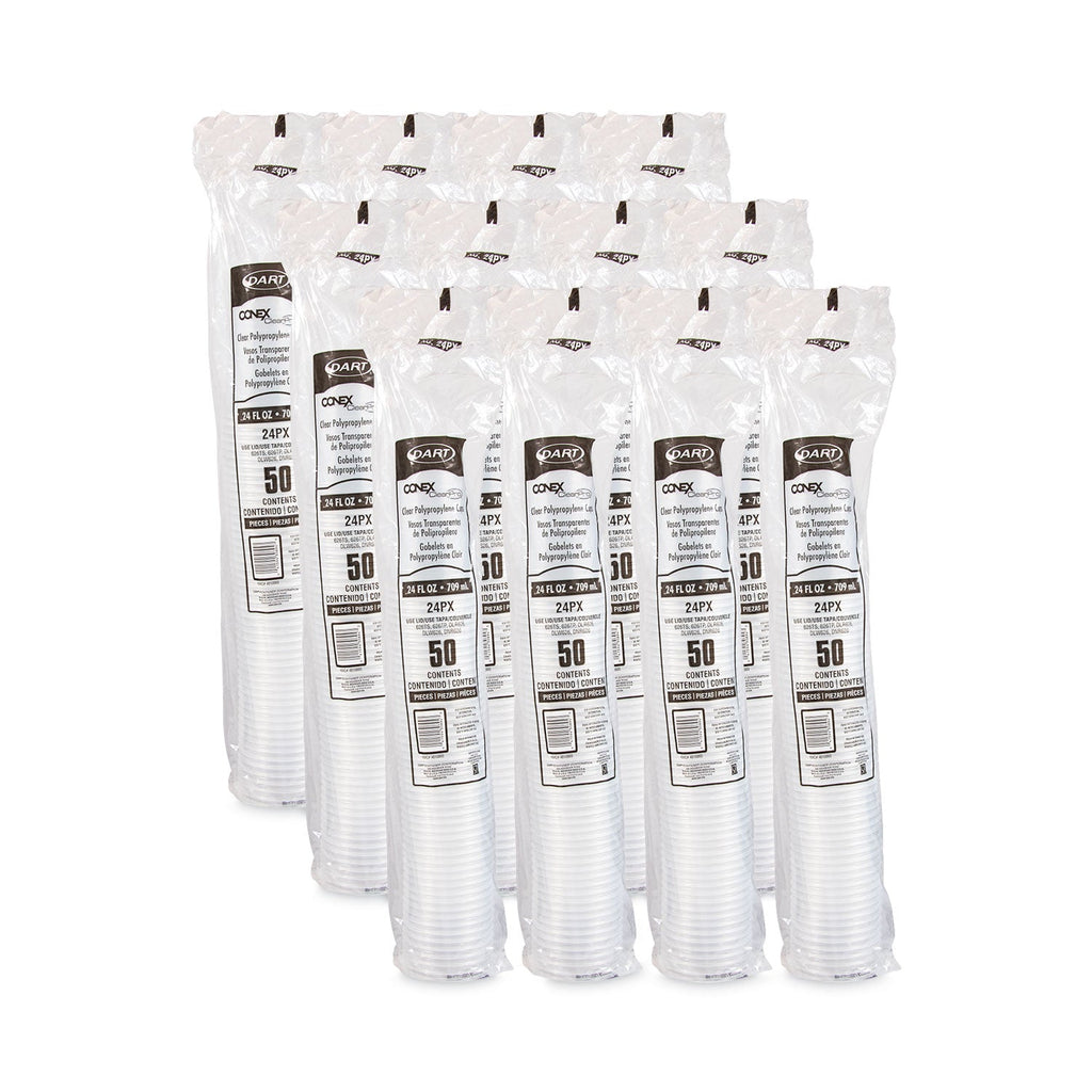 Dart Conex Clear Cold Cups, 24 oz, 50/Bag, 12 Bags/Carton