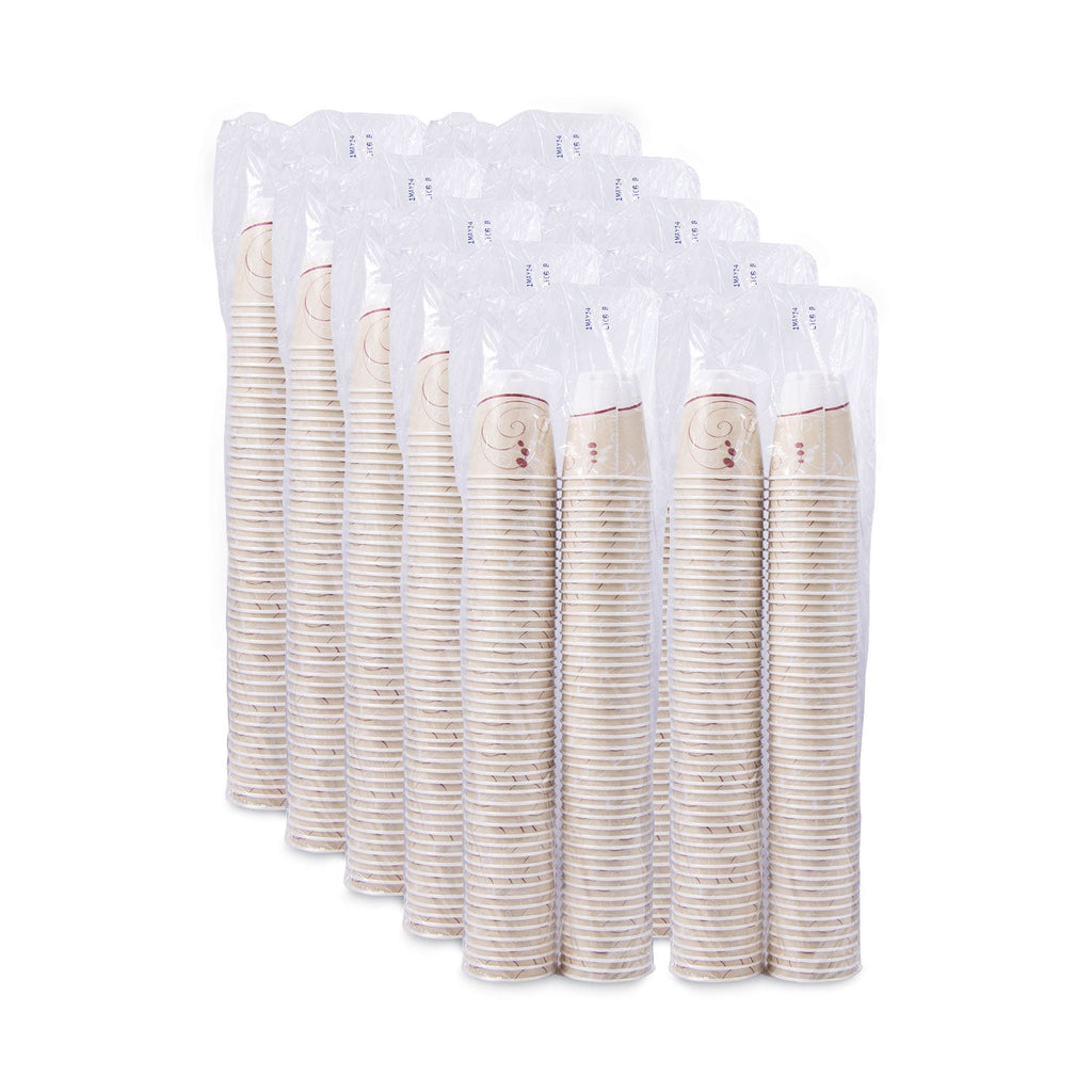 Dart Trophy Plus Dual Temperature Insulated Cups in Symphony Design, 8 oz, Beige, 1,000/Carton