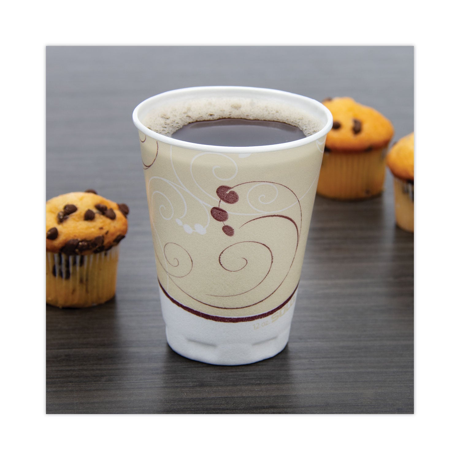 Dart Trophy Plus Dual Temperature Insulated Cups in Symphony Design, 12 oz, Beige, 100/Pack