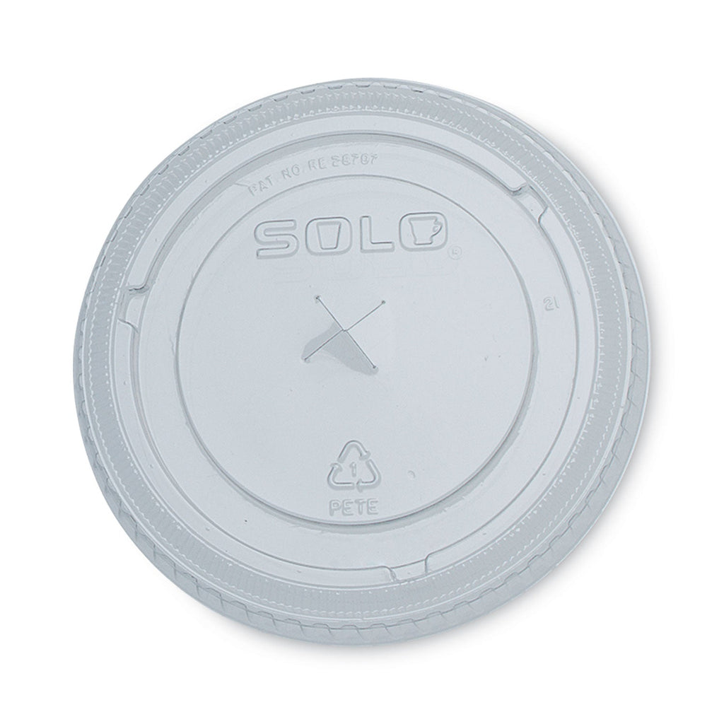 Dart PETE Flat Straw-Slot Cold Cup Lids, Fits 16 oz to 24 oz, Clear, 100/Pack