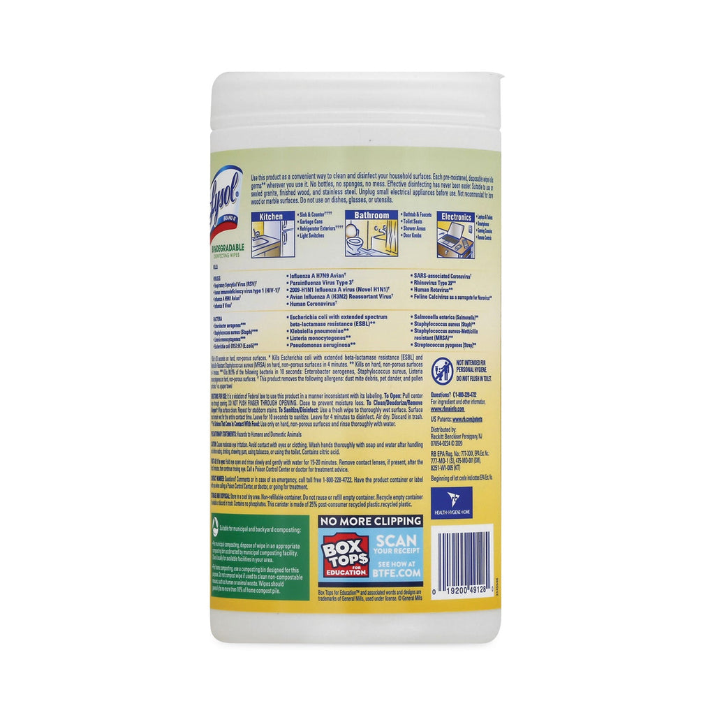 LYSOL Disinfecting Wipes II Fresh Citrus, 7 x 7.25, 70 Wipes/Canister, 6 Canisters/Carton