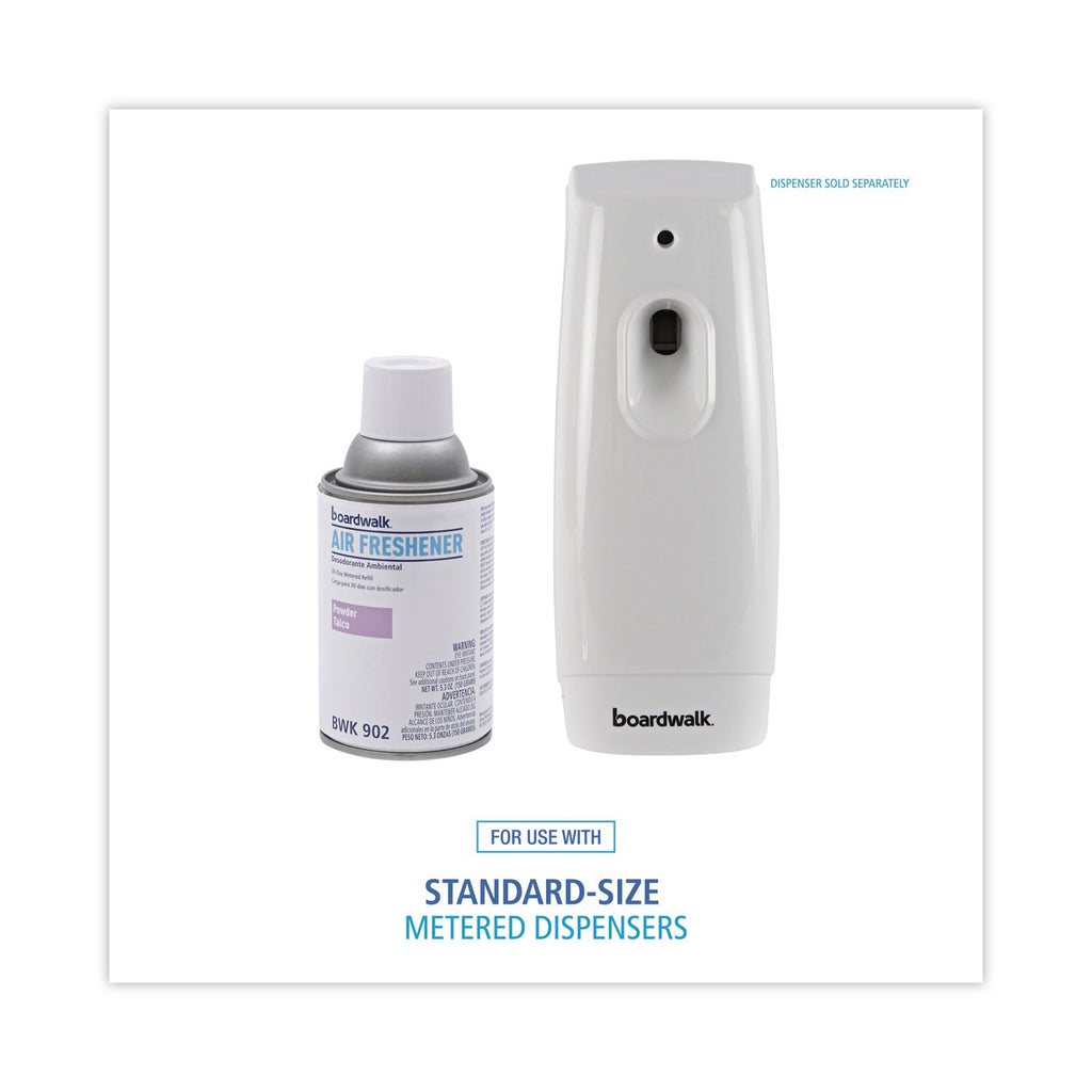 Boardwalk Metered Air Freshener Refill, Powder Mist, 5.3 oz Aerosol Spray, 12/Carton